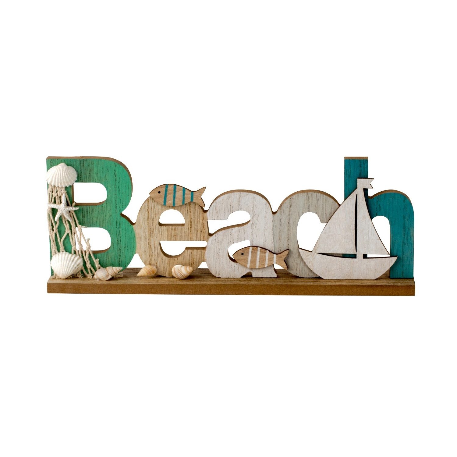 KARMA Deko-Schriftzug Beach Schriftzug aus Holz Maritime Dekofigur 30 cm (S günstig online kaufen