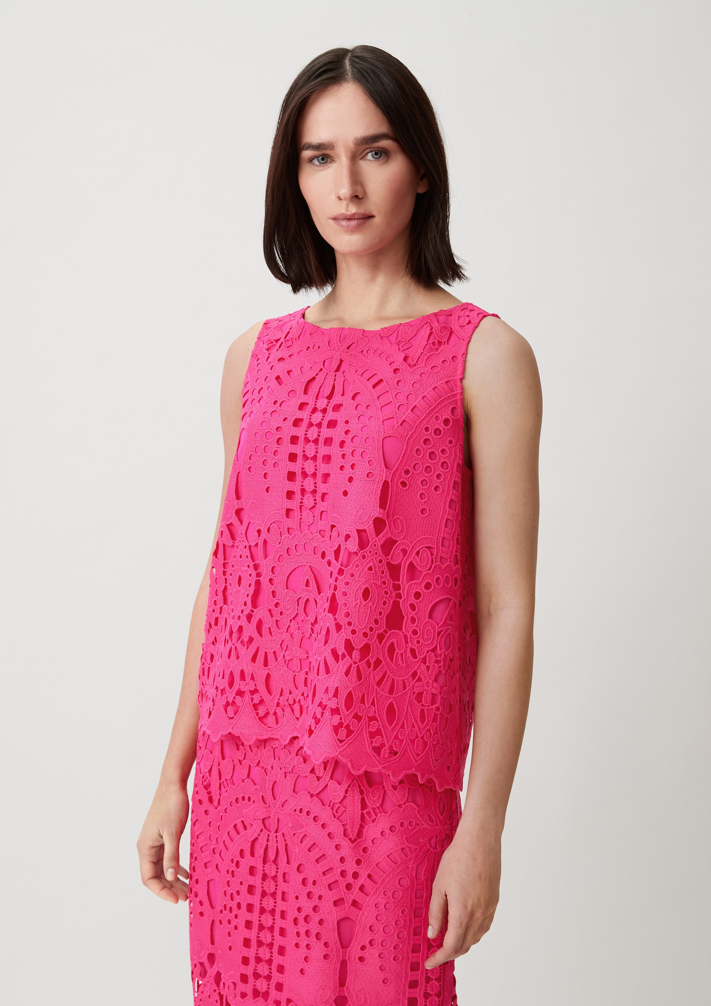 Comma Blusentop Broderie pink Anglaise Blusentop aus