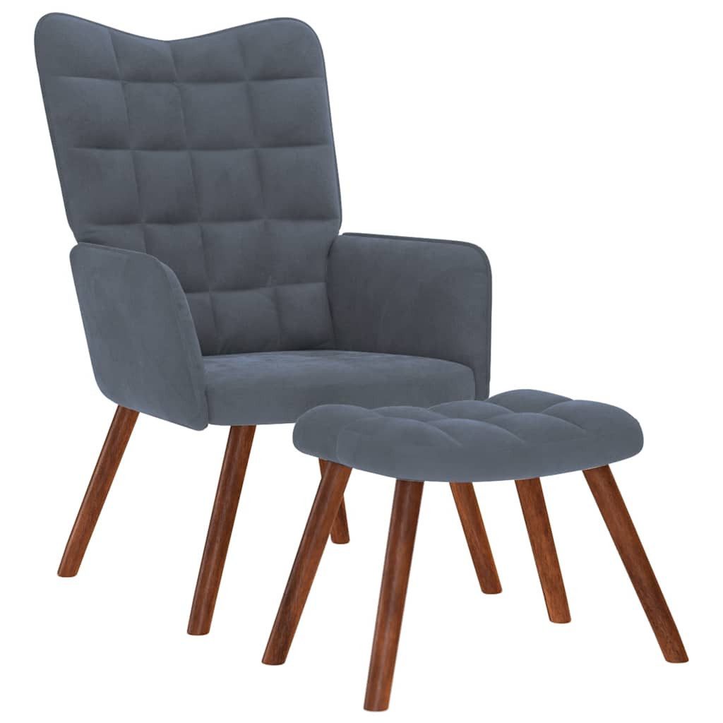 vidaXL Sessel Relaxsessel mit Hocker Dunkelgrau Samt (1-St) günstig online kaufen