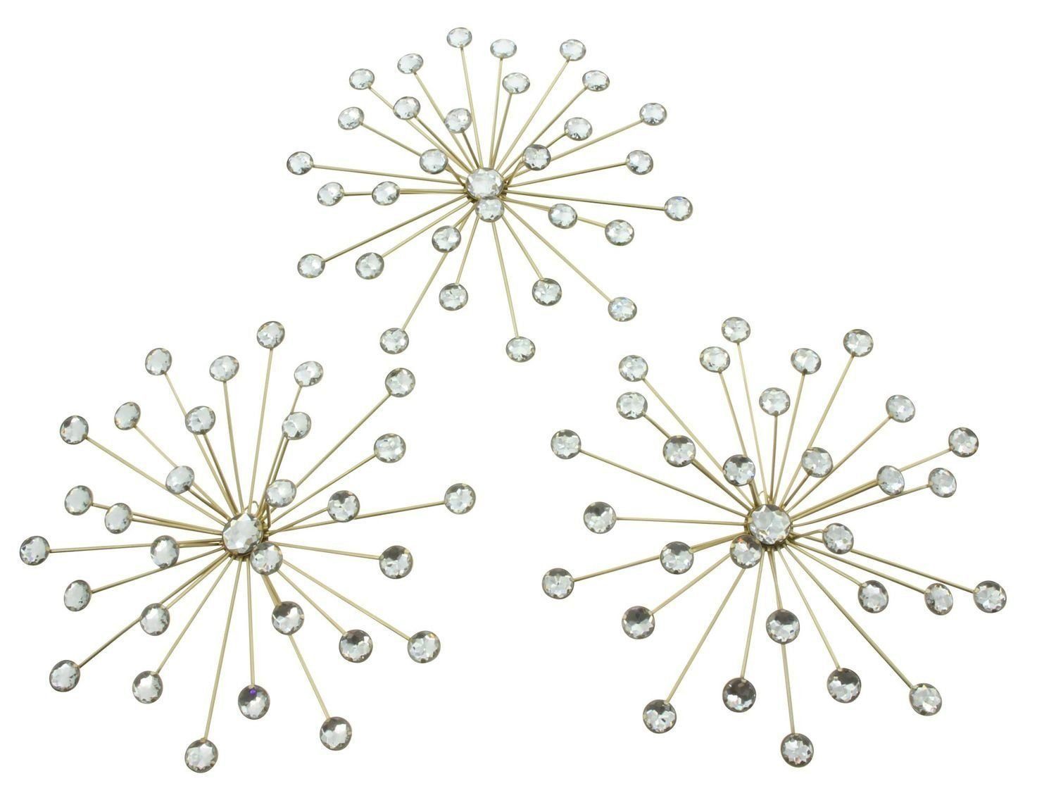 Home-trends24.de Dekoobjekt Kristallblüte 3er Set Gold Wand-Deko Wandschmuc günstig online kaufen