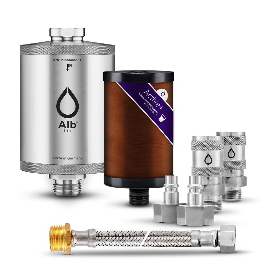 Alb Filter Wasserfilter Active Plus Trinkwasserfilter, reduziert Schadstoffe, gegen Bakterien, Kalkreduktion, Made in Germany