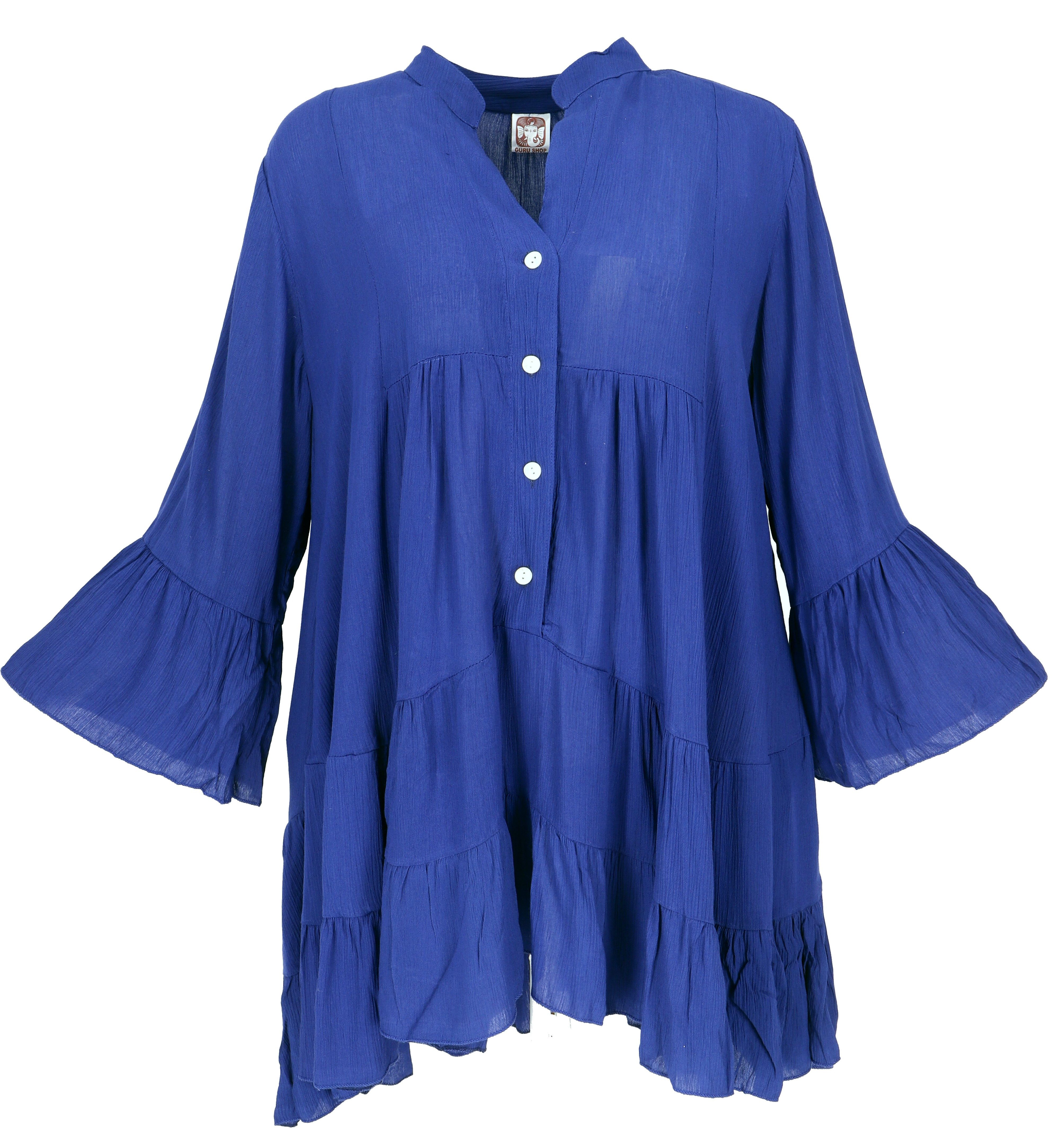 Guru-Shop Midikleid Luftiges Boho Minikleid, plus size Maxitunika,.. alternative Bekleidung
