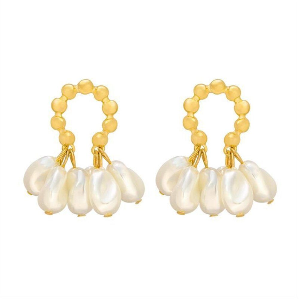 Kunstperlen einfache Ohrringe Damen Rouemi mit Elegante Paar Ohrstecker Ohrringe,