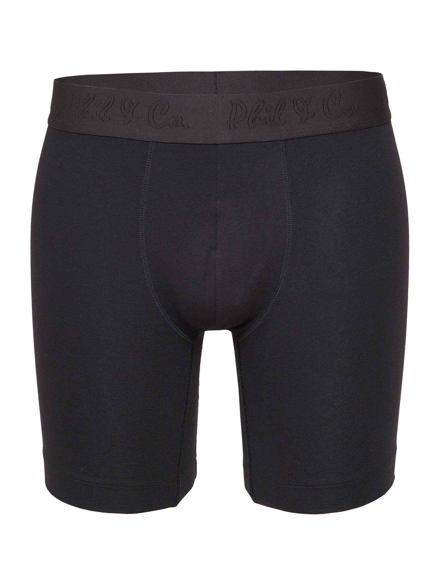 Phil & Co. Langer Unterhose Long (3-St) Boxer Retro-Shorts Jersey black Boxer Boxer-Brief blue