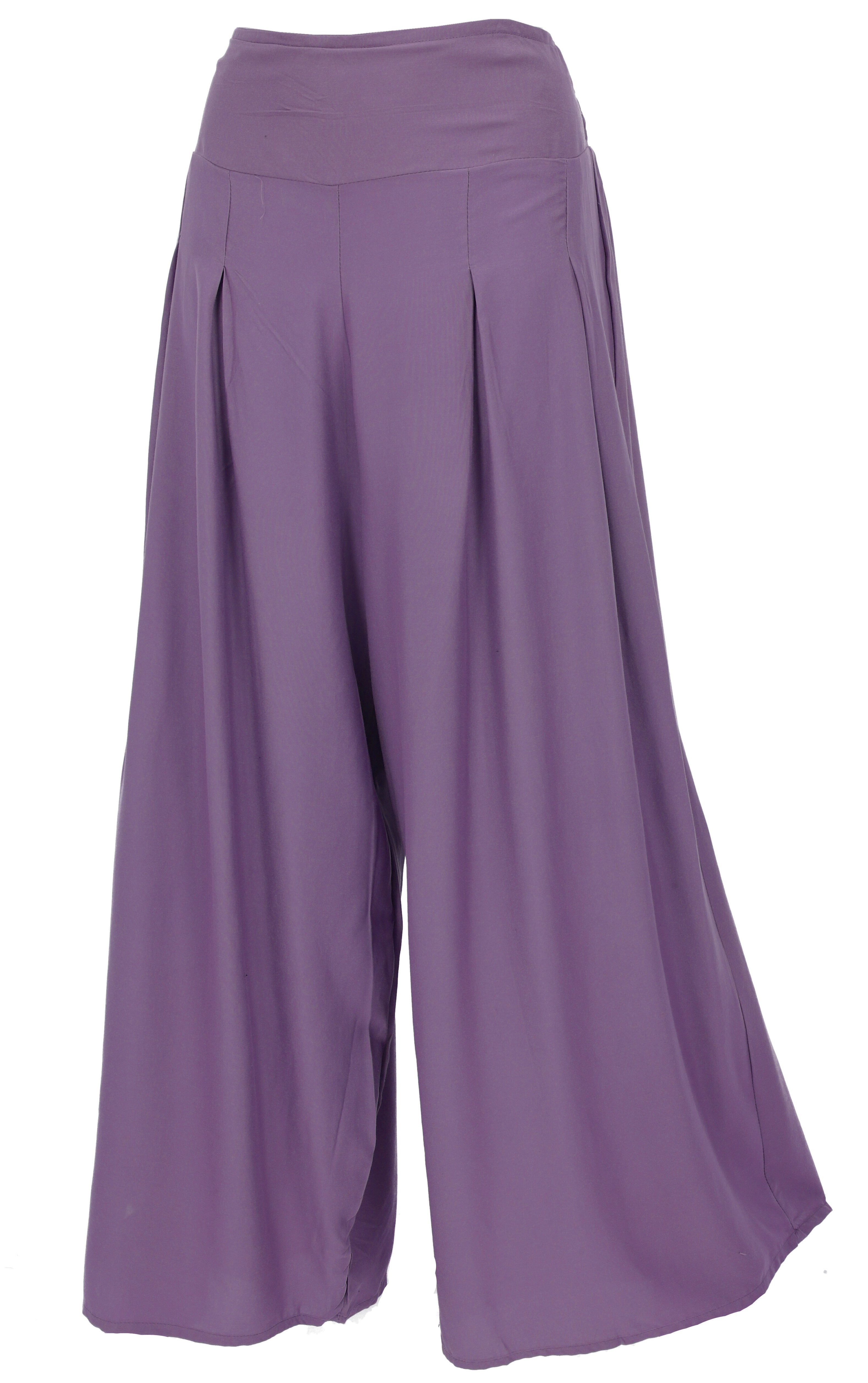 Guru-Shop Relaxhose Boho Hosenrock, weite Sommerhose - flieder Ethno Style, alternative Bekleidung