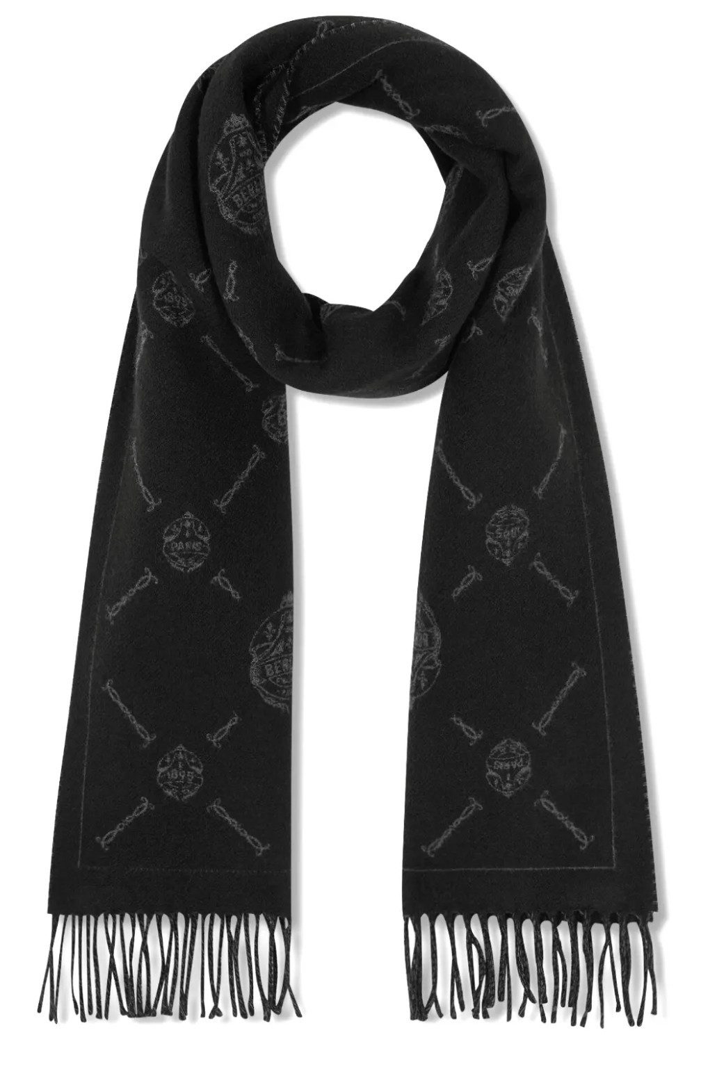 Berluti Wollschal Double Face Signature Fringed Logo-Intarsia, wird durch das unverwechselbare Signature-Motiv von Berluti ergänzt