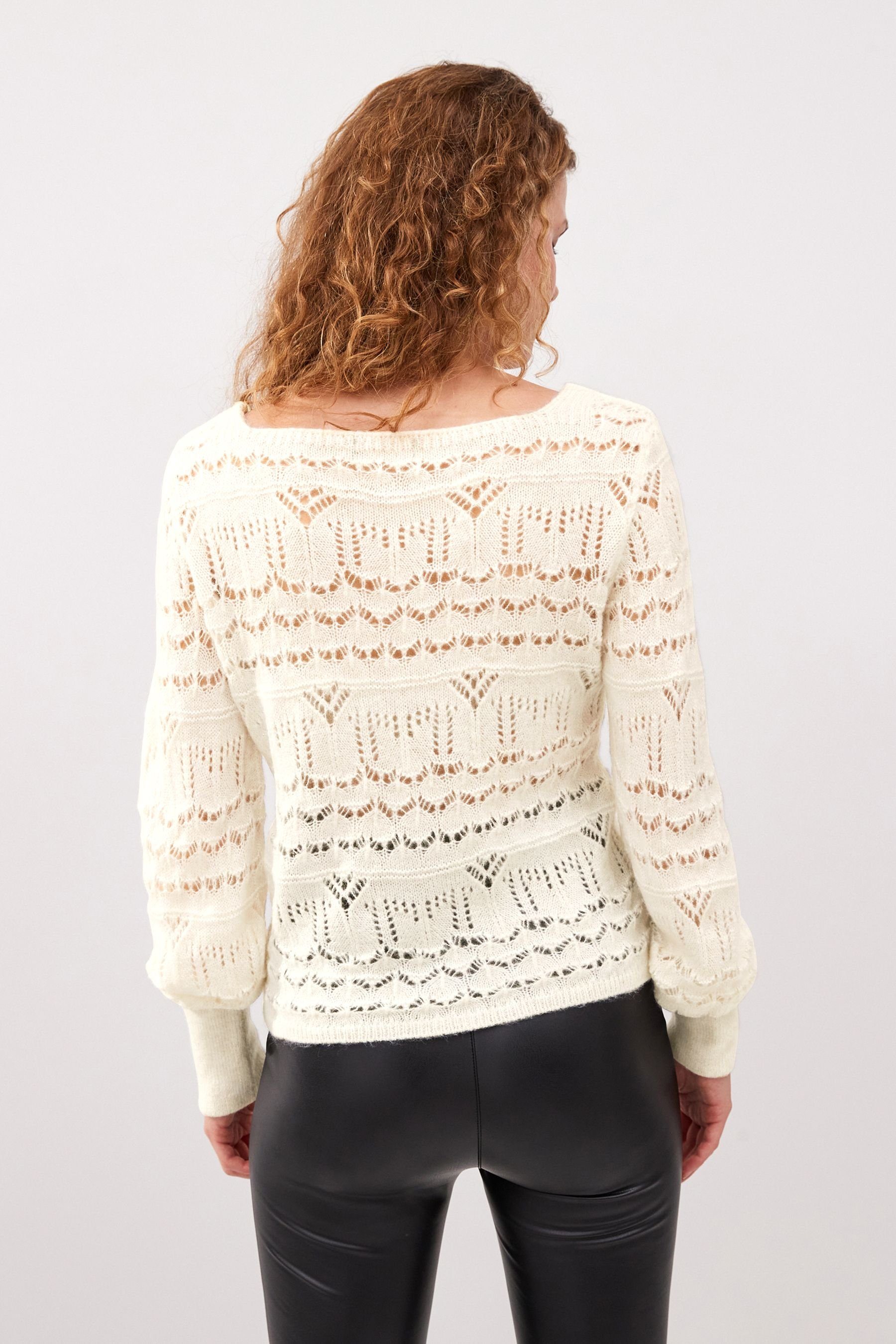 Next Ajourpullover Pointelle-Pullover mit eckigem Ausschnitt (1-tlg)