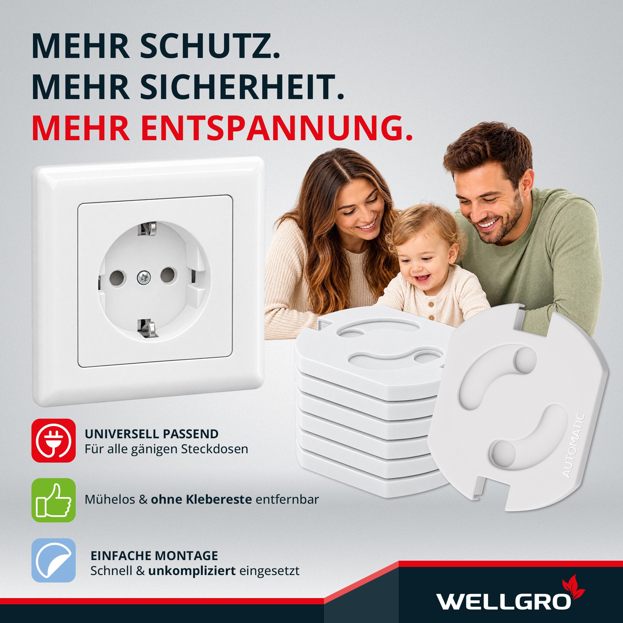 Wellgro Kindersicherung Steckdosen Schutz - mit Drehmechanik – Bild 4 von 5