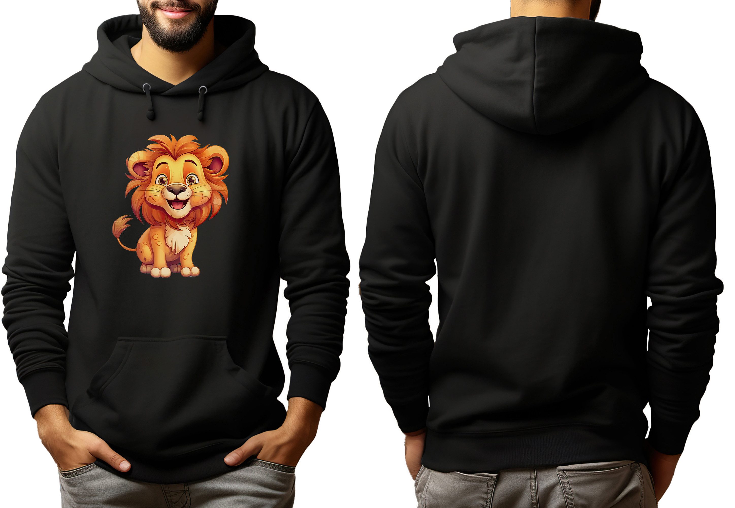 MyDesign24 Hoodie Wildtier Kapuzen Pulli - Löwe Herren und Damen Kapuzensweater - Tier Hoodie i275