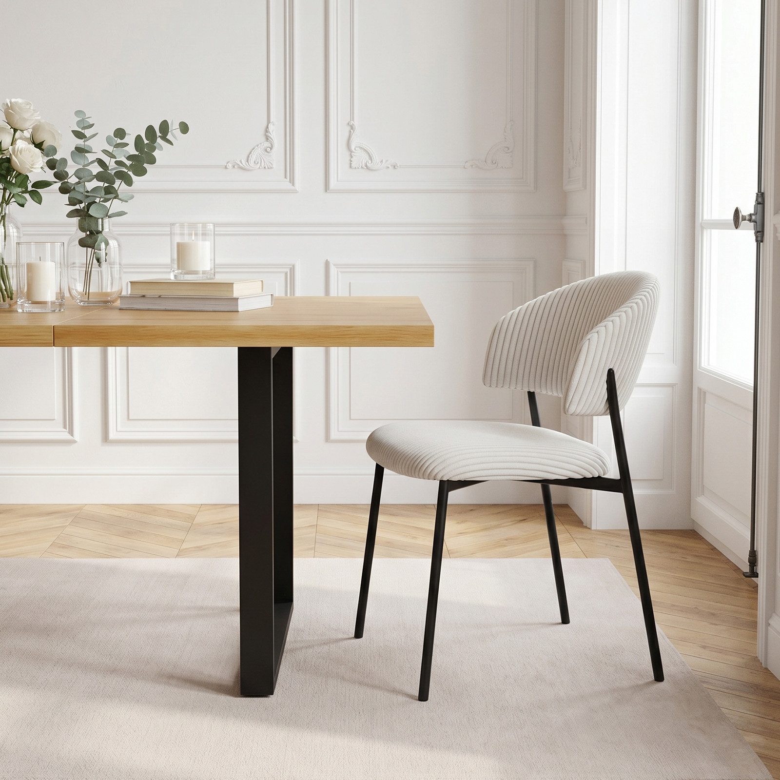 Jiexi Esszimmerstuhl Modernes Esszimmerstuhl-Set in Cord-Optik, bequem & stabil