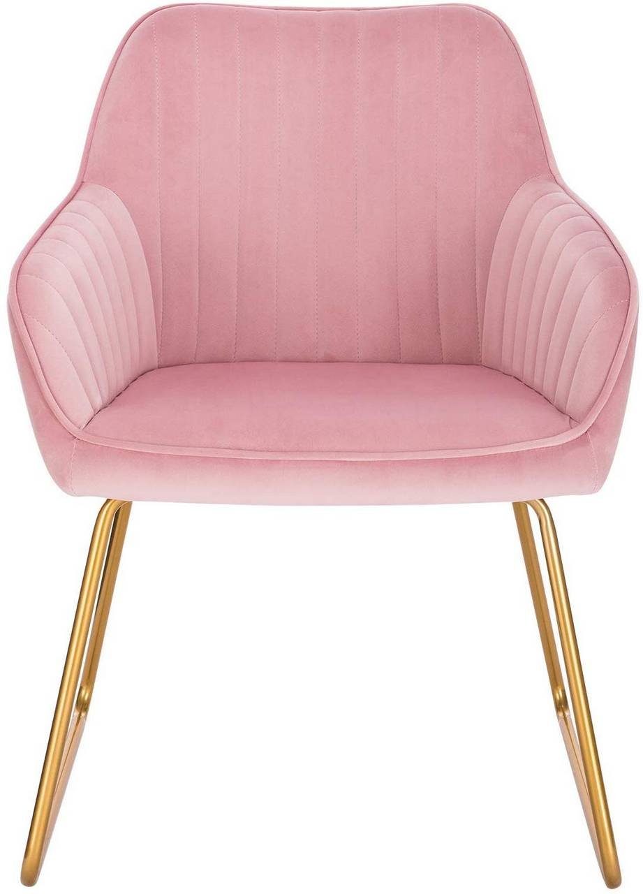 Sessel (1 Esszimmerstuhl aus Sitzfläche Samt St), Metall Woltu Gold Beine Rosa aus