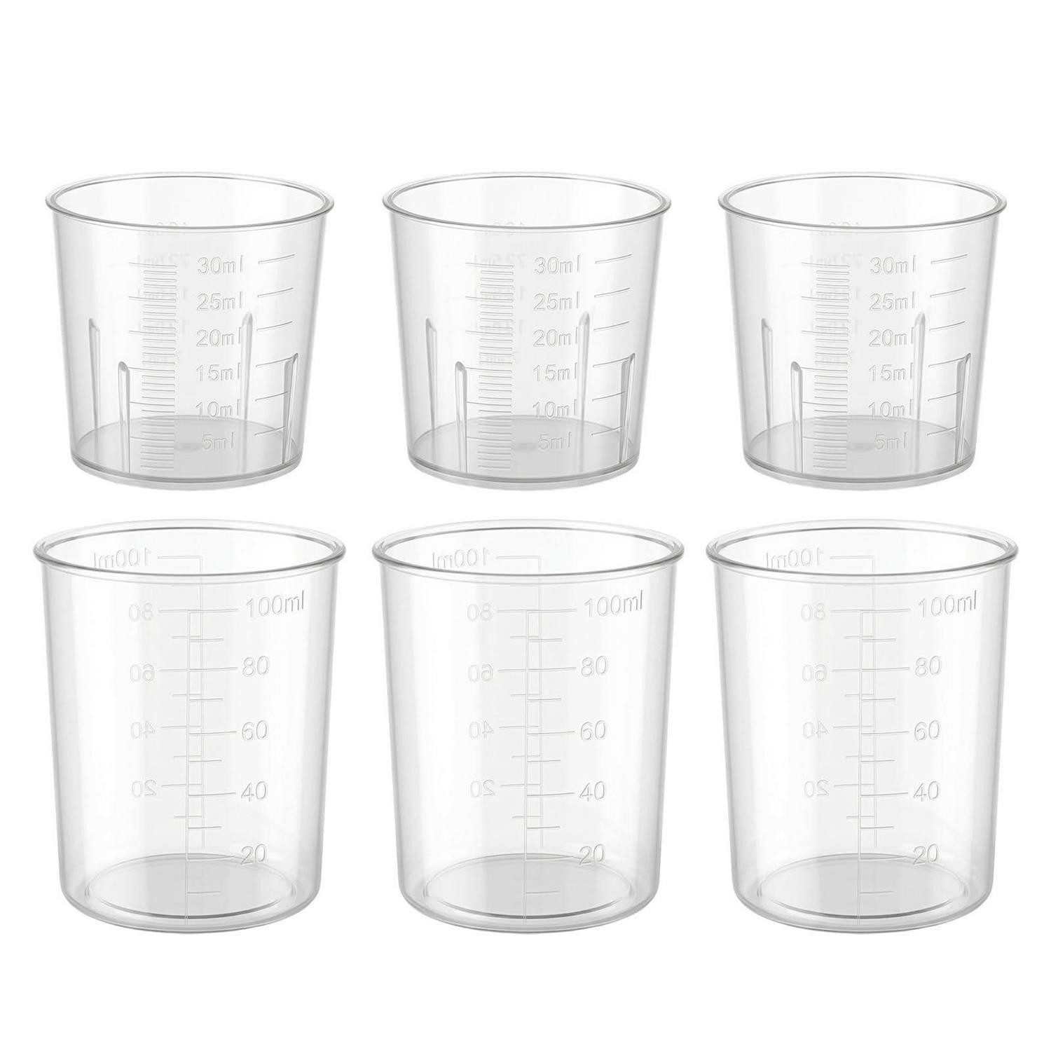 LuxusKollektion Messbecher Messbecher Set 6 Stk. 30/100ml Kunststoff Klar, Kunststoff, (6-St)