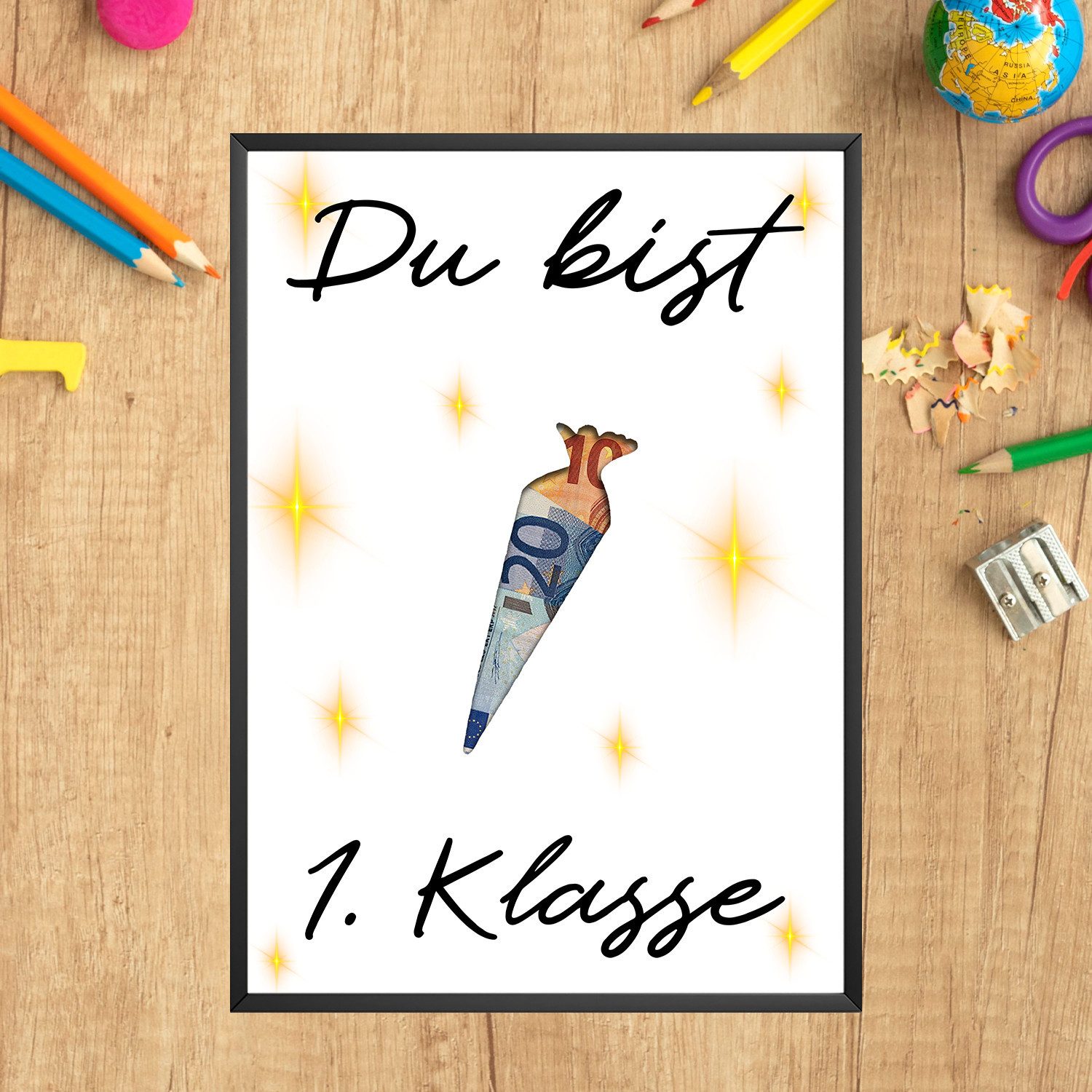 Tigerlino Poster Einschulung Geldgeschenk Zuckertüte Schulanfang Wunscherfüller