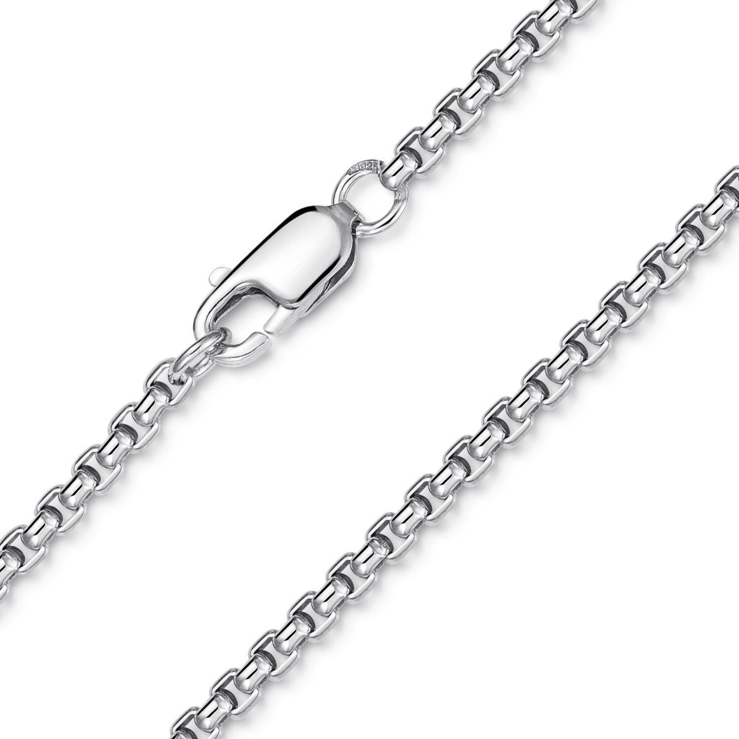 K49, Damen Silberkette Sterling Silber Silber Venezianerkette rund 925 Materia 40-70cm gedrückt