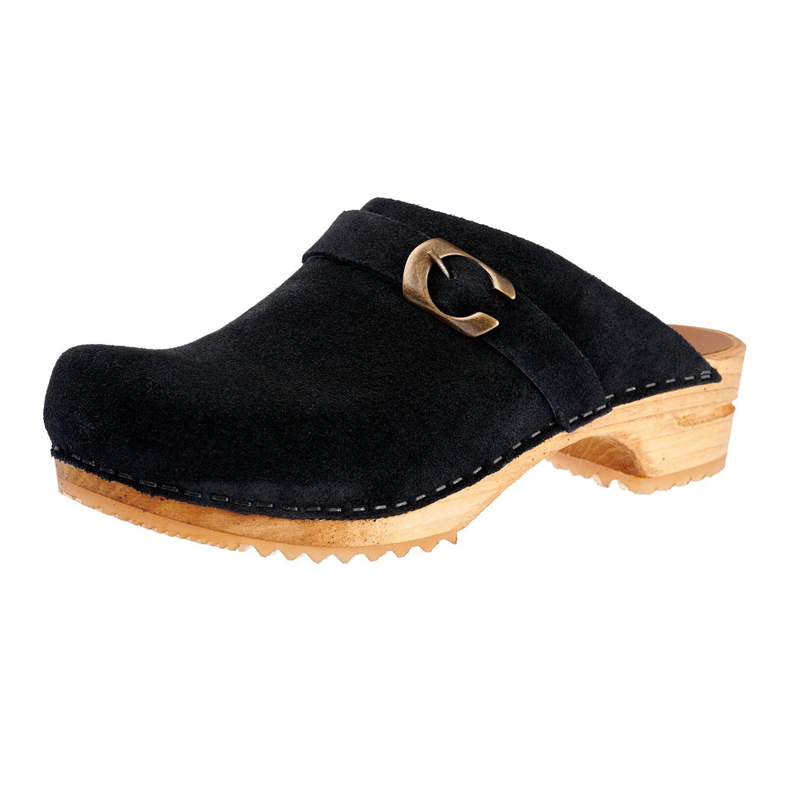 Wood-Hedi Open Clog Black Sandale