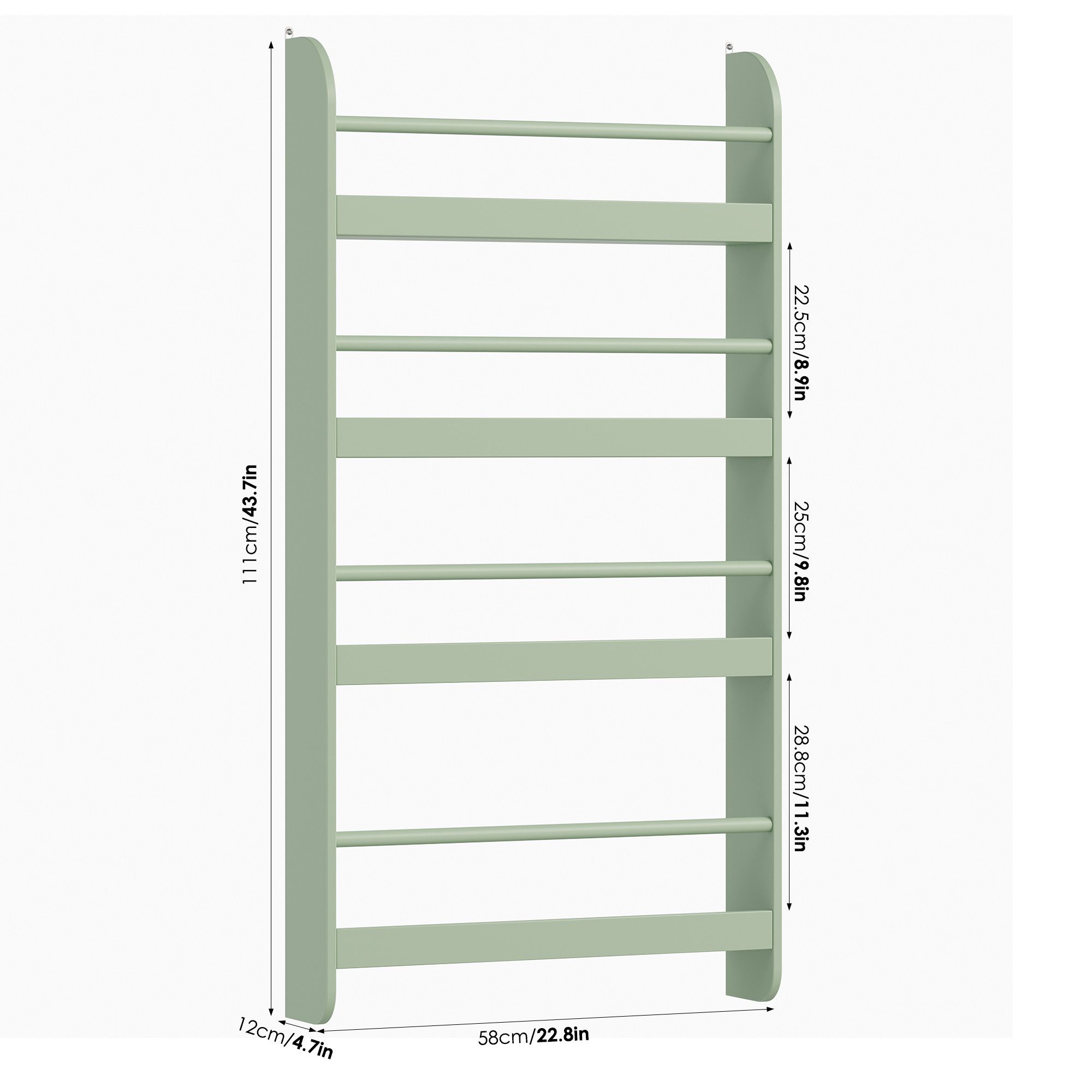 Homfa Kinderregal Kinderbücherregal Wandregal, Bücherregal mit 4 Ablagen aus Holz 112x58x12 cm
