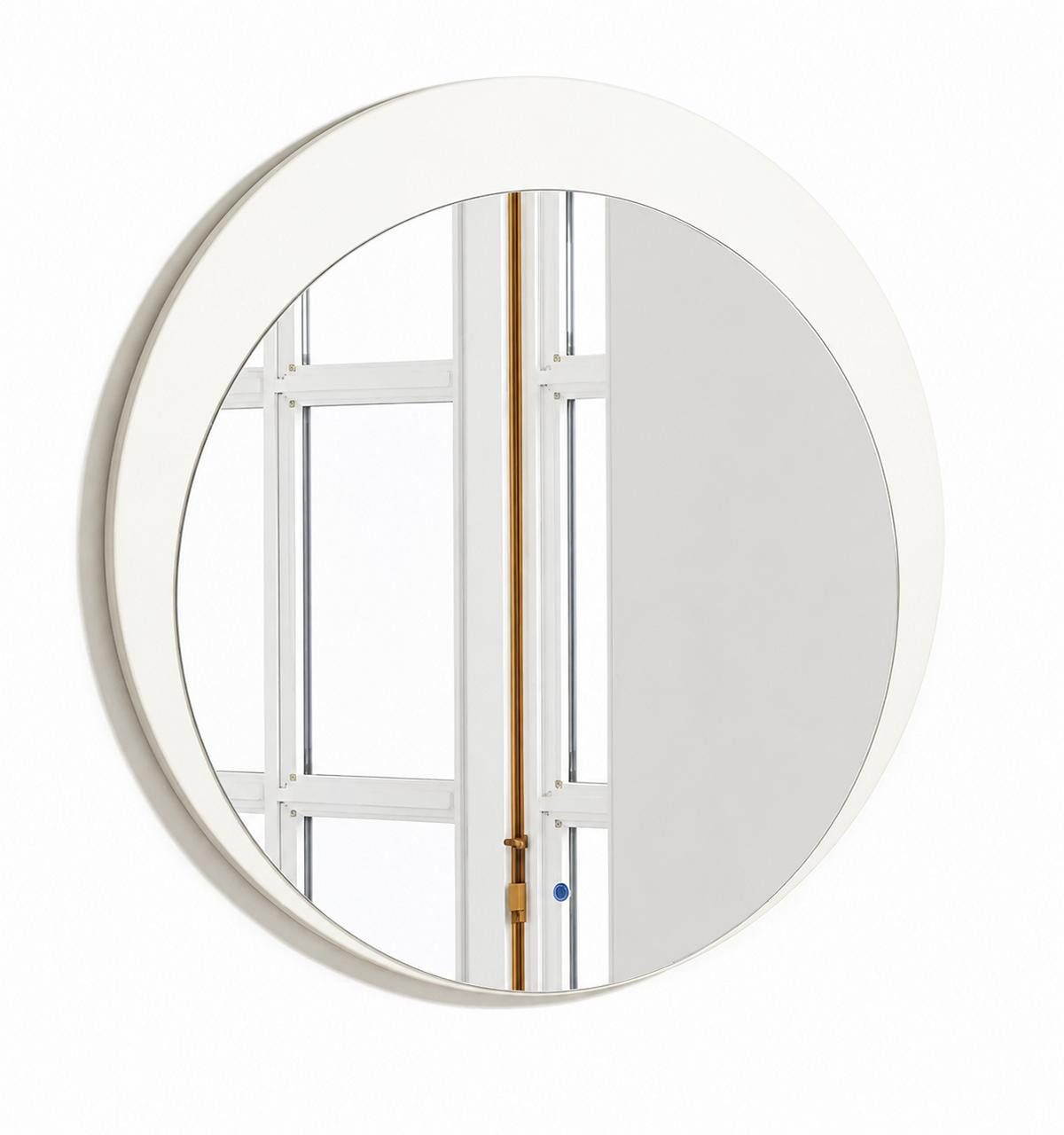 JVmoebel Wandspiegel Runder Wandspiegel mit weißem Rahmen und eleganter, moderner Optik, Made in Europa
