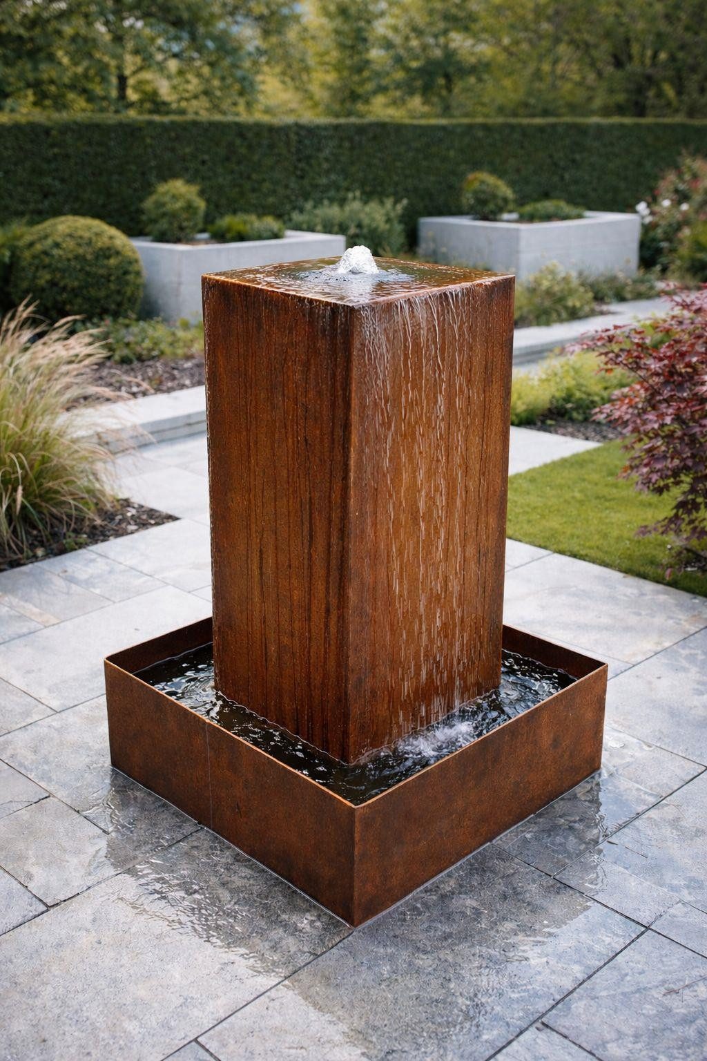 ESTEXO Gartenbrunnen Cortenstahl Brunnen Zierbrunnen Set Springbrunnen Rost 50x50x80 cm