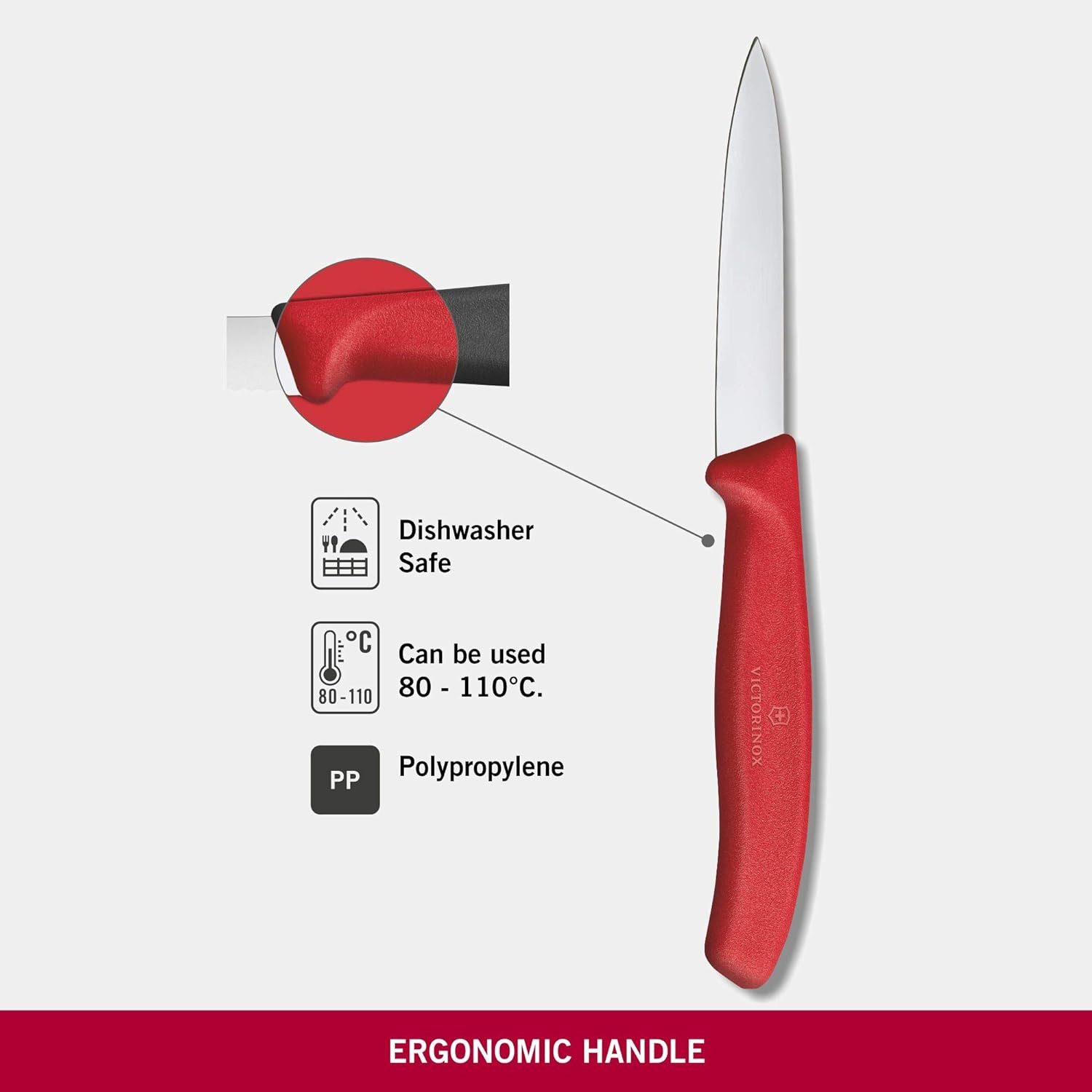 Victorinox Gemüsemesser Swiss Classic Gemüsemesser mit extra scharfer Klinge, 11 cm Länge, Robuster Kunststoff-Griff, spülmaschinengeeignet, Made in Switzerland