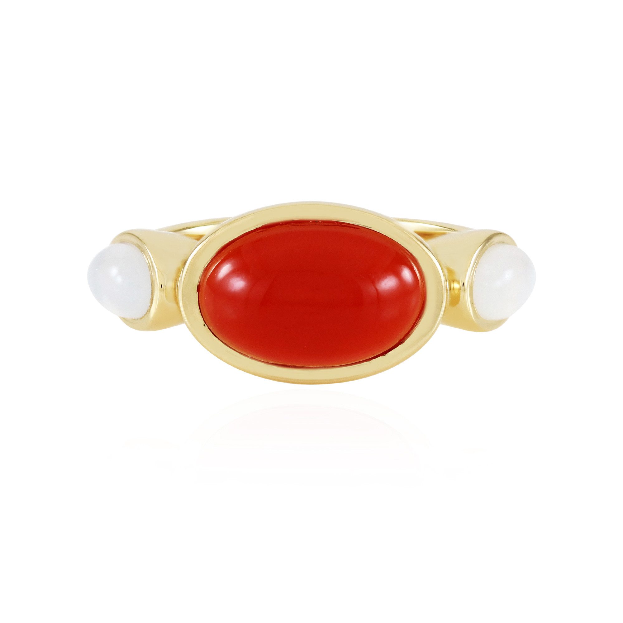 Cavill Silberring Cavill Sterlingsilberring 925, 2,7 ct Karneol & weiße Mondsteine (1-tlg)
