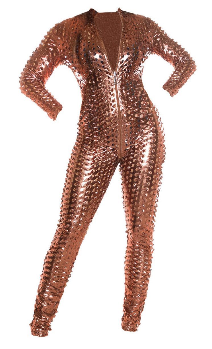Koucla Overall Wetlook Jumpsuit mit 2-Wege-Reißverschluß günstig online kaufen