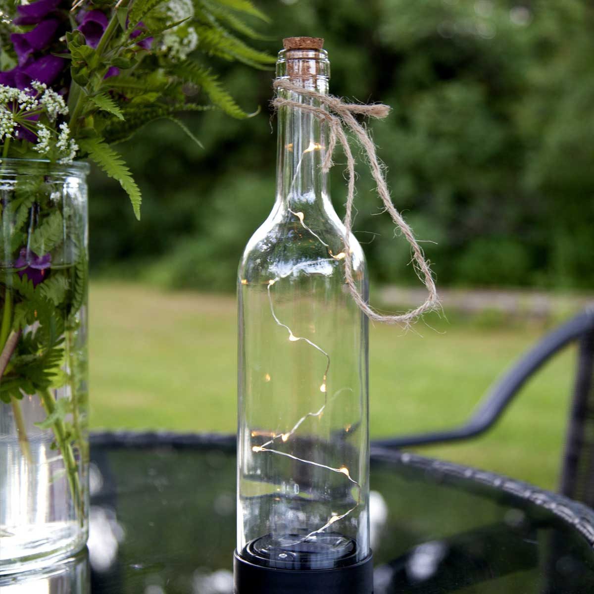 STAR TRADING LED Solarleuchte LED Solar Glas "BOTTLE", klares Glas, warmweiß, warmweiß