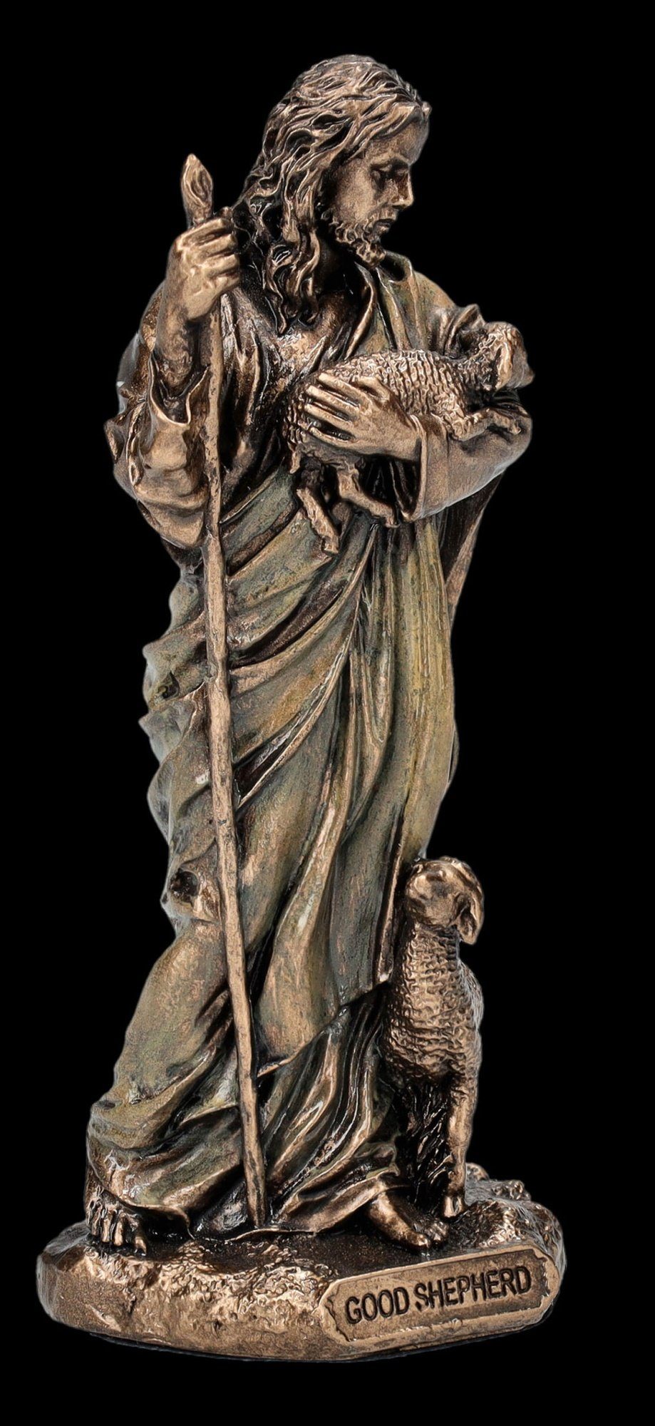 Figuren Shop GmbH Dekofigur Jesus Figur klein - Der gute Hirte - christliche Dekofigur Mythologie