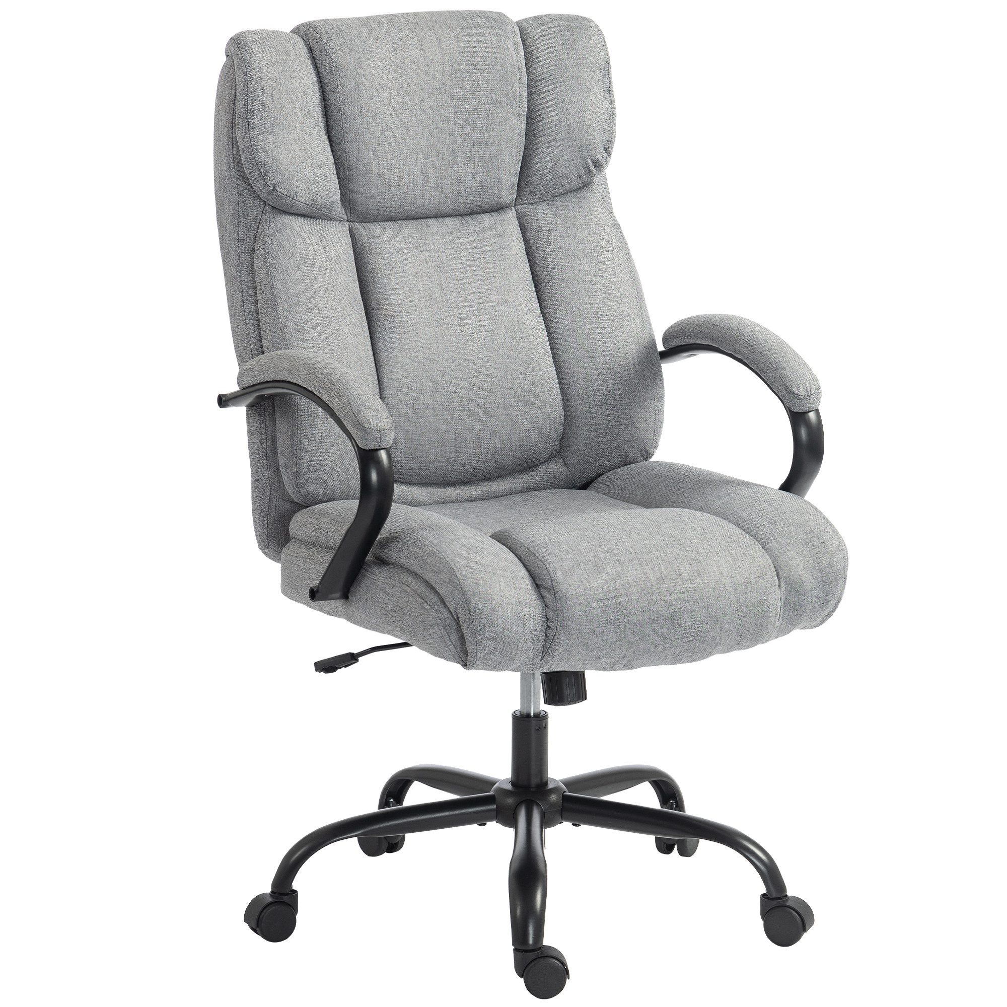 Vinsetto Bürostuhl Chefsessel, Gepolsterter Schreibtischstuhl, breit Sitz (Höhenverstellbarer Drehstuhl, 1 St), mit Wippfunktion, Leinenoptik, bis 220 kg belast – Bild 2 von 5