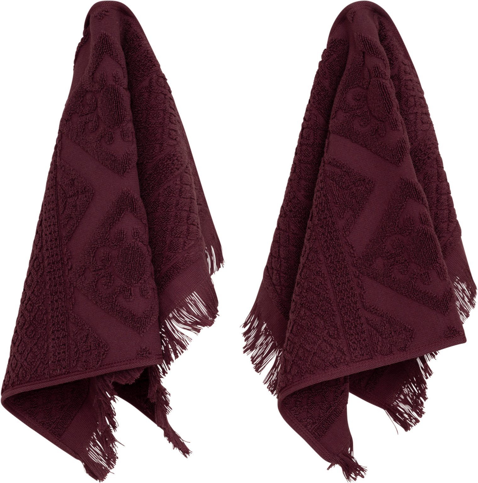 PAD Gästehandtücher HARLEM, 30x50 cm, Frottee (Set, 2-St), hochwertige Jacquard-Webung, besonders weicher Griff, mit Fransen