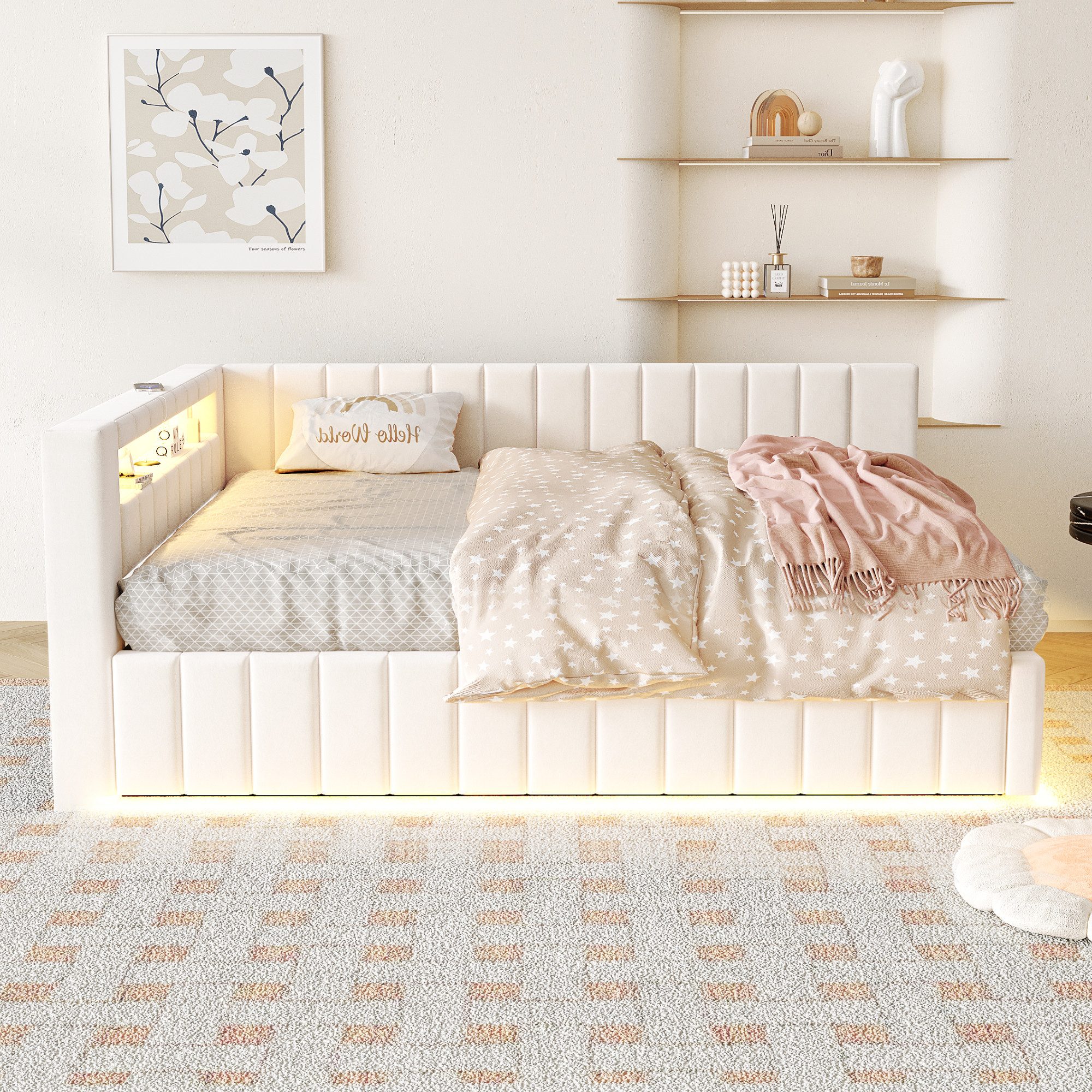 Merax Daybett 140x200 cm mit hydraulischem Stauraum (1 tlg), Polsterbett Ta günstig online kaufen