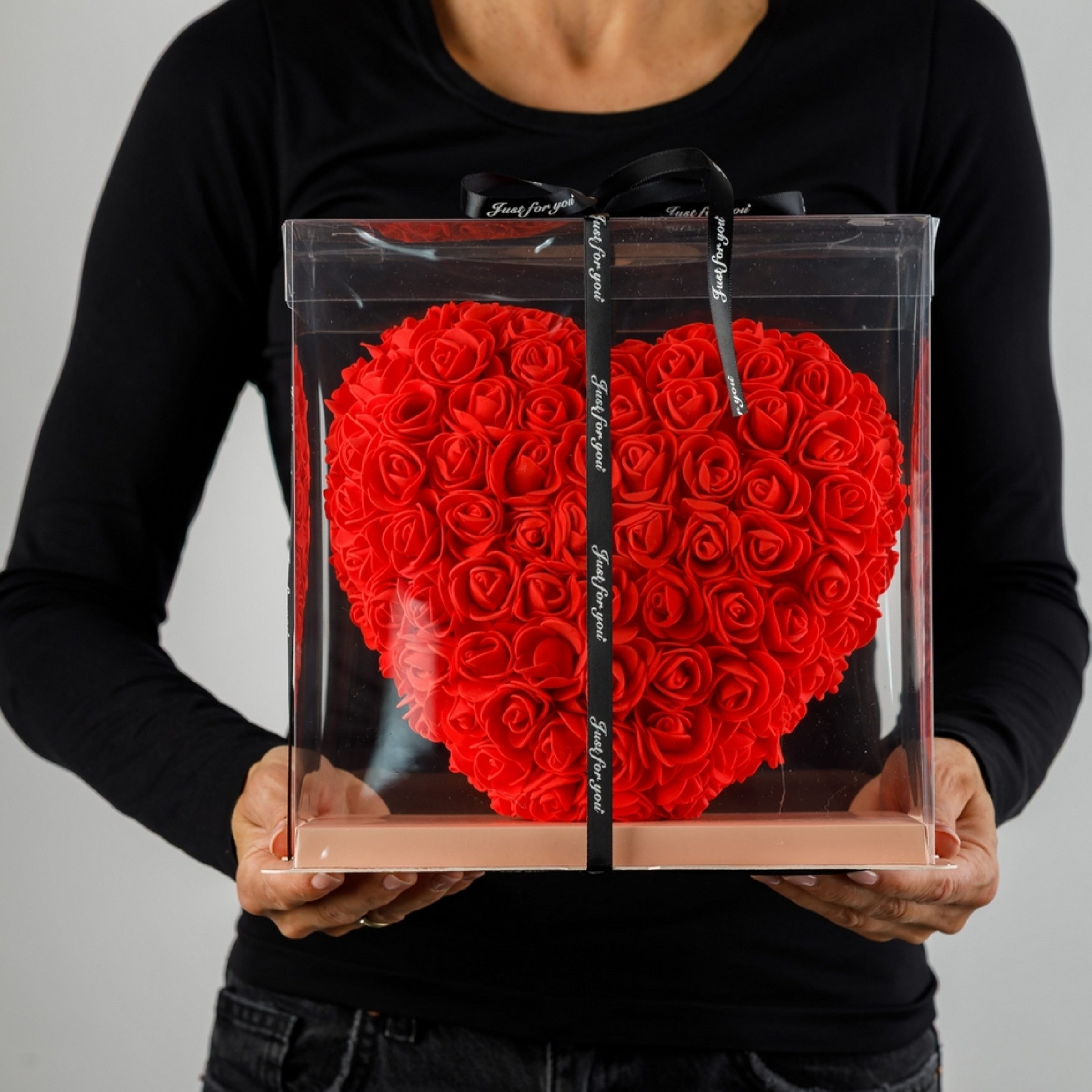 AMORE MIO Dekoobjekt Rosenherz 25 cm Geschenkbox Valentinstag Dekofigur Rot (Geschenkset Rosenherz Dekoration mit Geschenkbox und Band, Rosenherz 25 cm in Gesch – Bild 3 von 5
