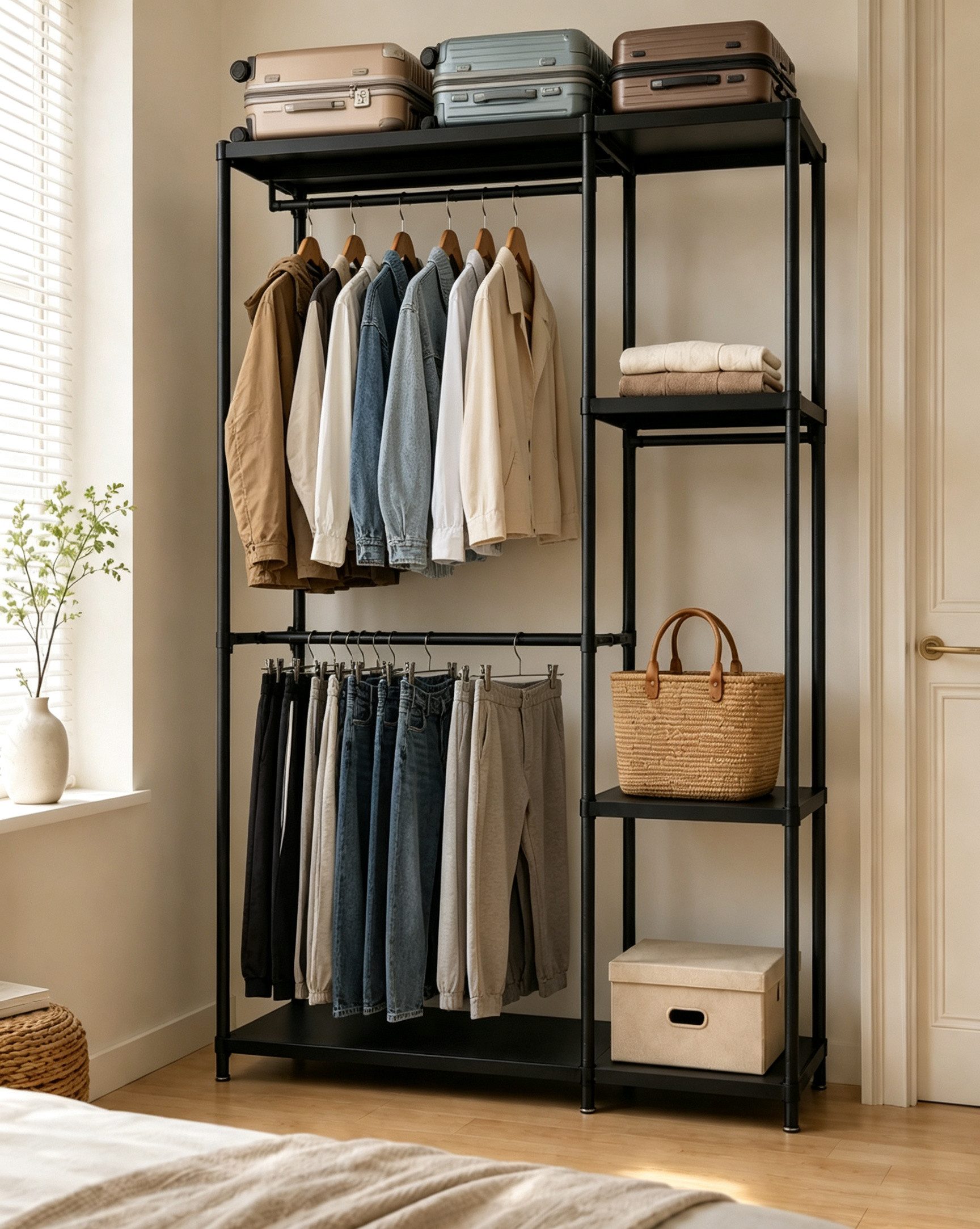 OYLCDI Garderobenständer Kleiderständer Garderobe mit Schuhbank, flurgarderobe, garderobe flur, (Schuhregal,Garderobe, Tragkraft bis zu 250 kg), garderobe flur(Schuhregal, Garderobe),195*114*40cm