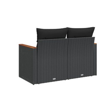 vidaXL Loungesofa Gartensofa mit Kissen 2-Sitzer Schwarz Poly Rattan