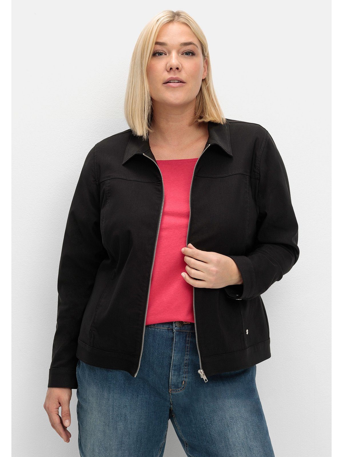 Sheego Kurzjacke Große Größen aus Bengalin, günstig online kaufen