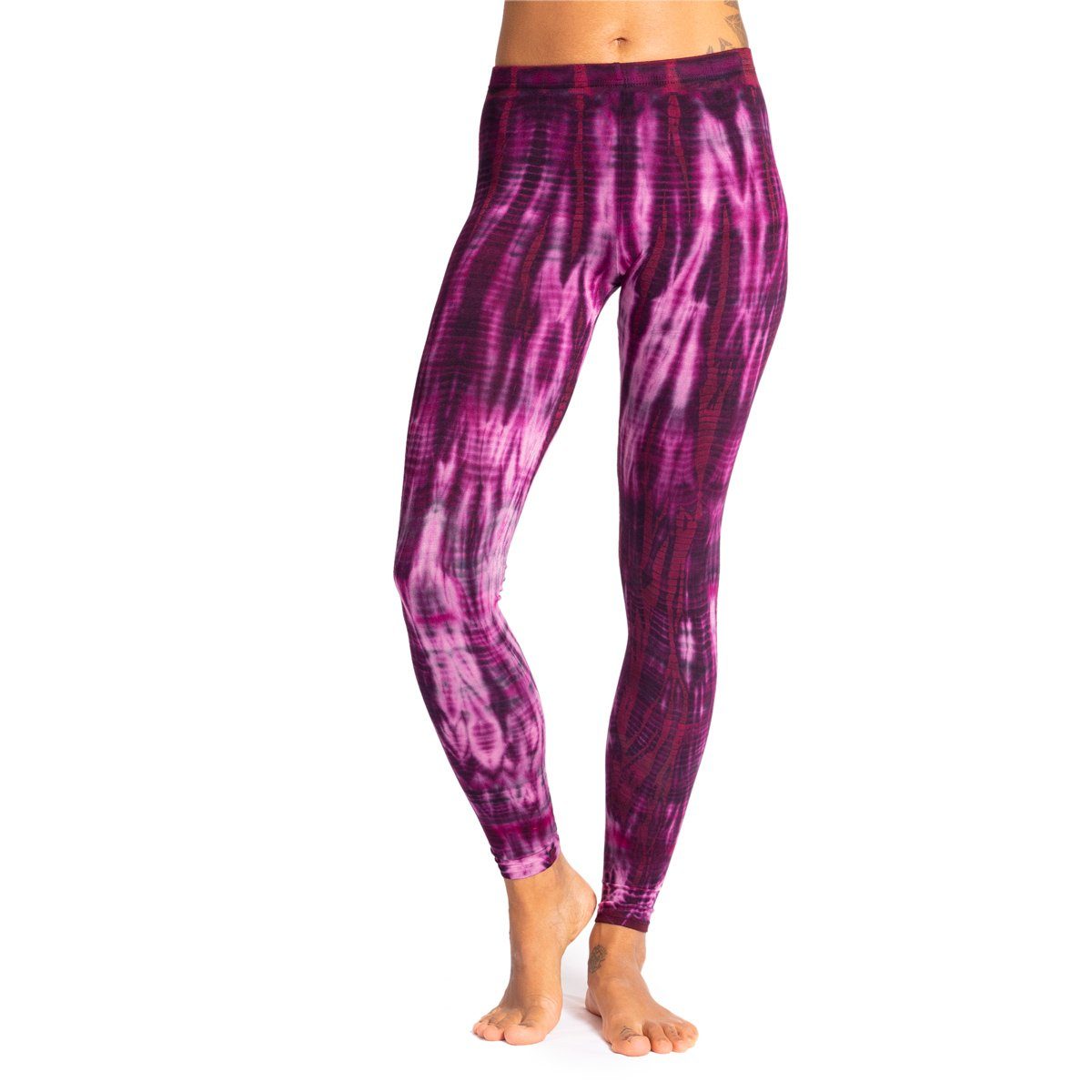 PANASIAM Leggings handgefärbte Unikat Batik Leggings aus natürlicher Viskose Goa Hose im Batik Look Yogaleggings Sporthose Sportleggings lange Leggings