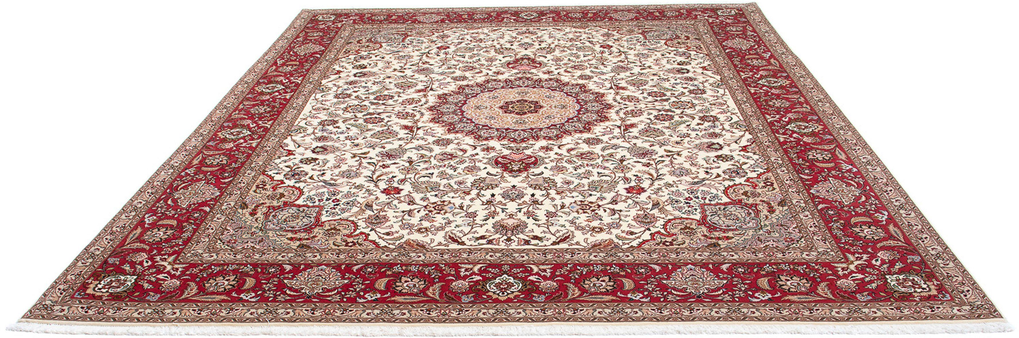 Orientteppich Perser - Täbriz - Royal - 299 x 251 cm - beige, morgenland, rechteckig, Höhe: 7 mm, Wohnzimmer, Handgeknüpft, Einzelstück mit Zertifikat