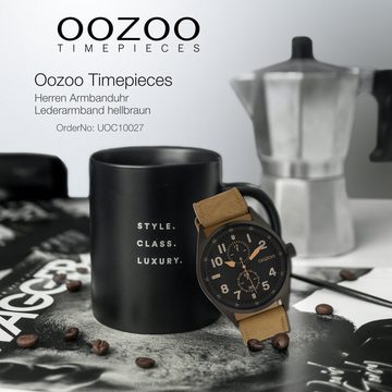 OOZOO Quarzuhr Oozoo Herren Armbanduhr Timepieces Analog, (Analoguhr), Herrenuhr rund, groß (ca. 42mm) Lederarmband, Fashion-Style