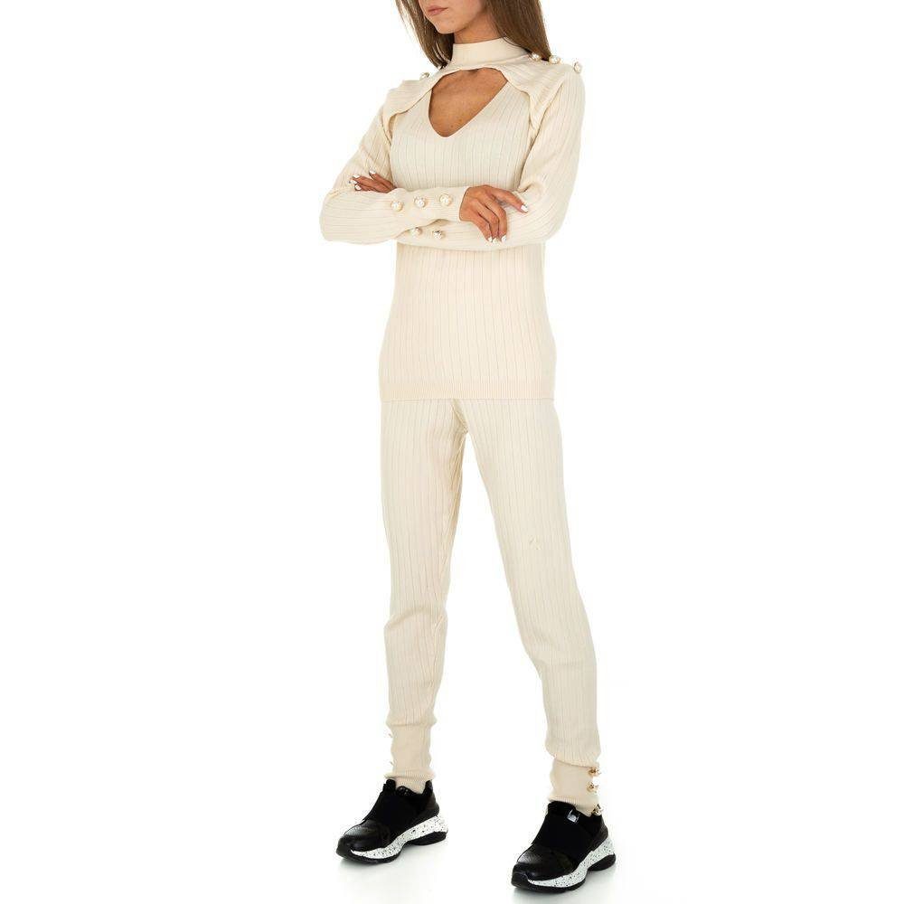 Ital-Design Freizeitanzug Damen Freizeit, Stretch Jogging- & Freizeitanzug in Creme