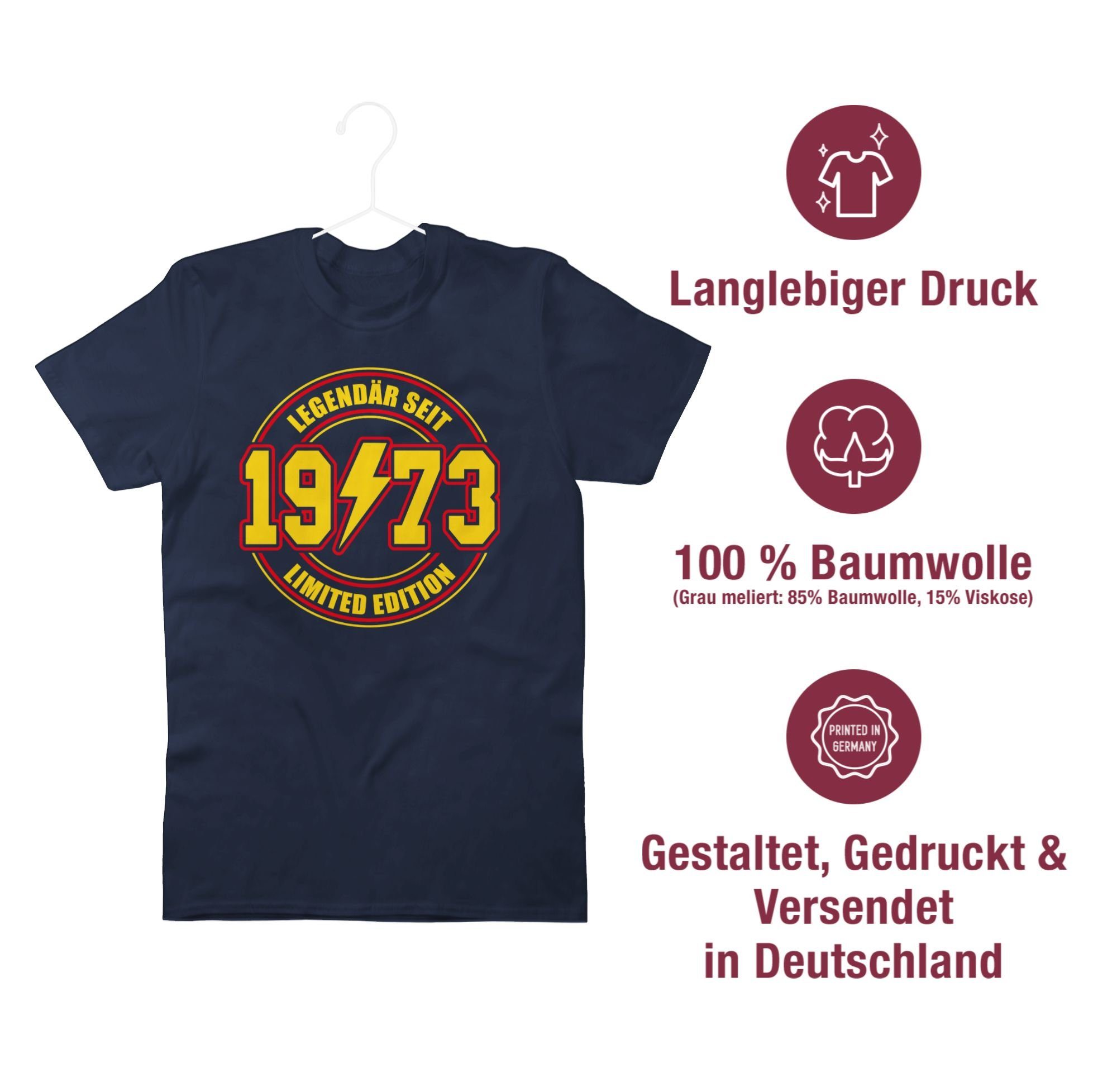 50. Geburtstag seit Legendär Shirtracer 1973 Navy T-Shirt Edition Blau Limited 01