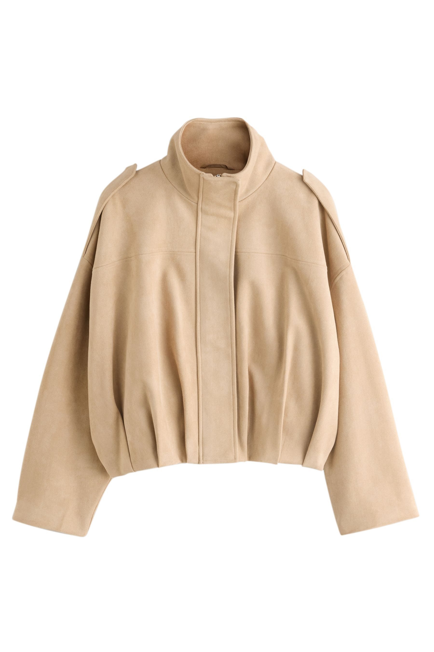 Bomberjacke Bomberjacke aus Kunstveloursleder, Trichterkragen