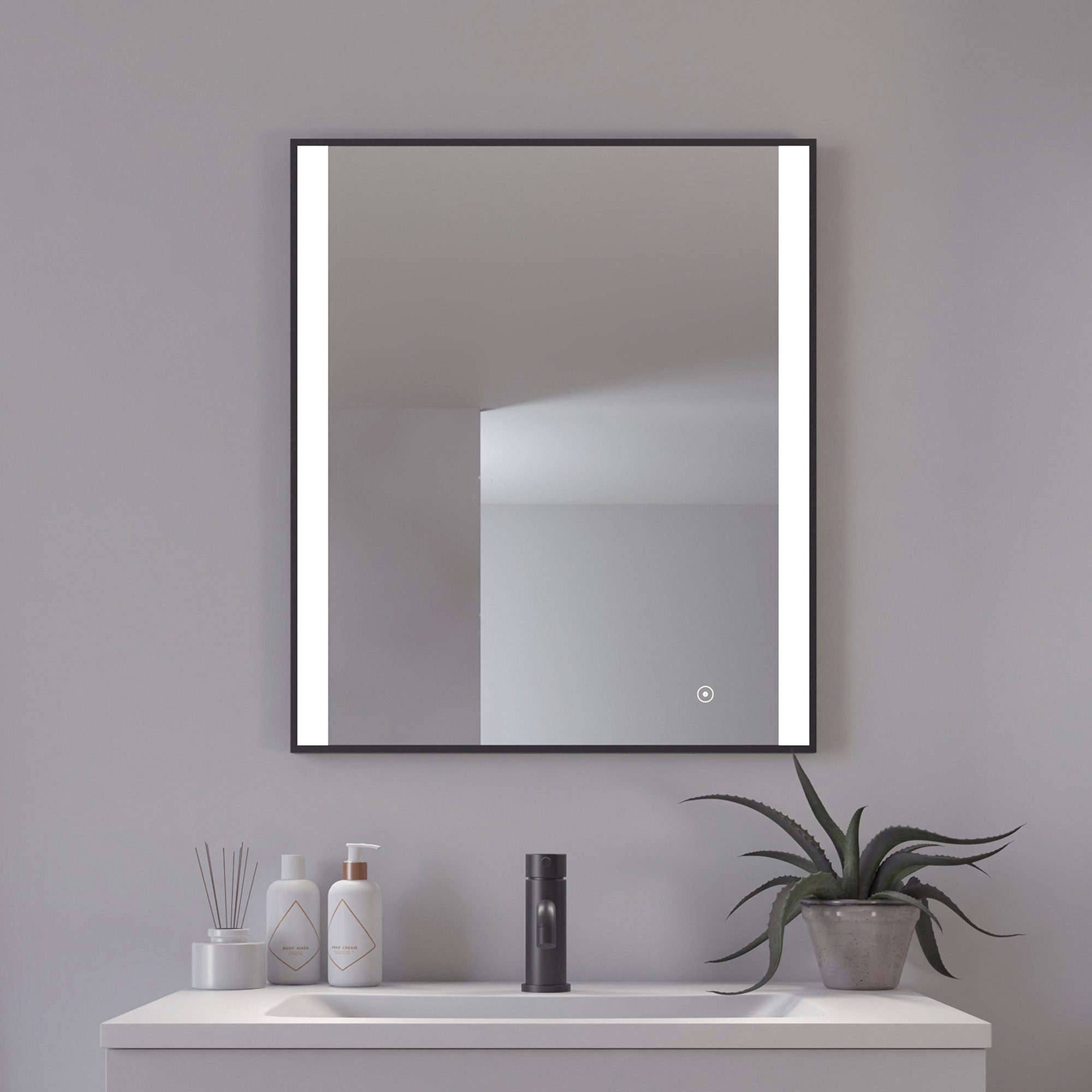 Loevschall Badspiegel Libra Quadratisch, Badzimmerspiegel mit LED Beleuchtu günstig online kaufen