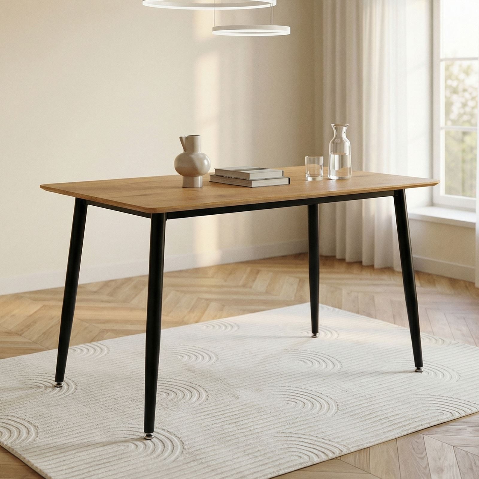 IDIMEX Esstisch NORA, Esszimmertisch 120x80 cm mit schwarzem Metallgestell Eiche Finish