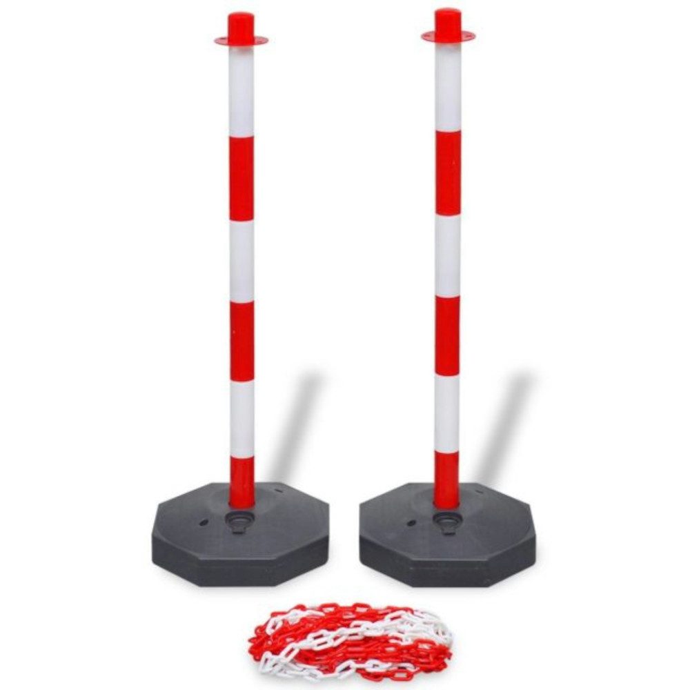 Absperrpfosten 4 Stück Flexible Absperrpfosten mit 10 Meter Kette Kunststoff