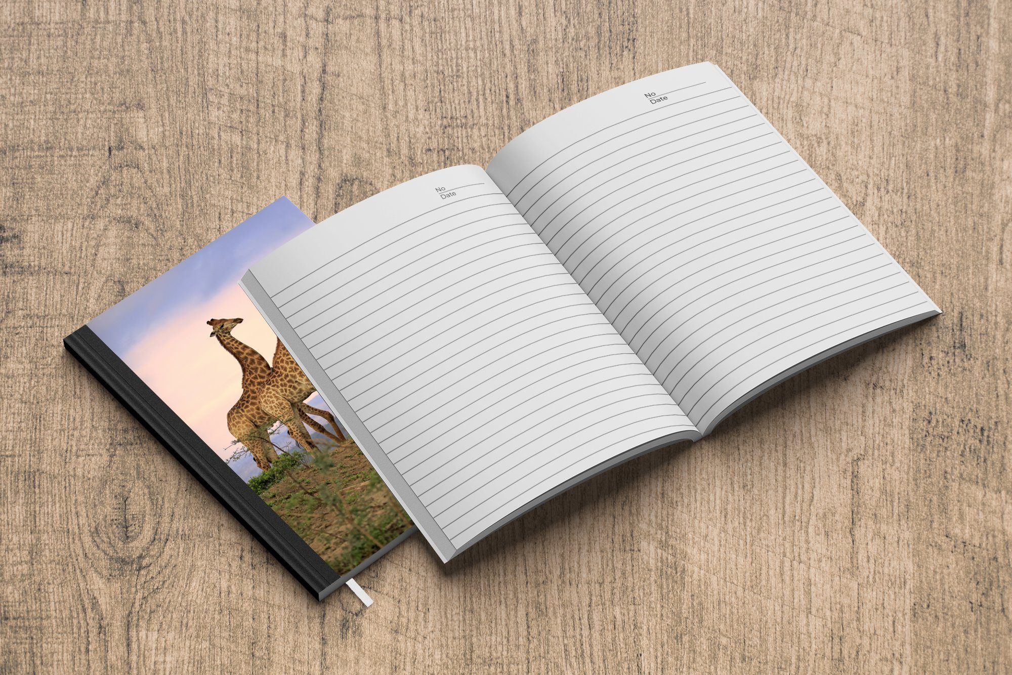 MuchoWow Notizbuch Giraffen Merkzettel, - Notizheft, Haushaltsbuch Tagebuch, Journal, 98 - Landschaft, A5, Himmel Seiten