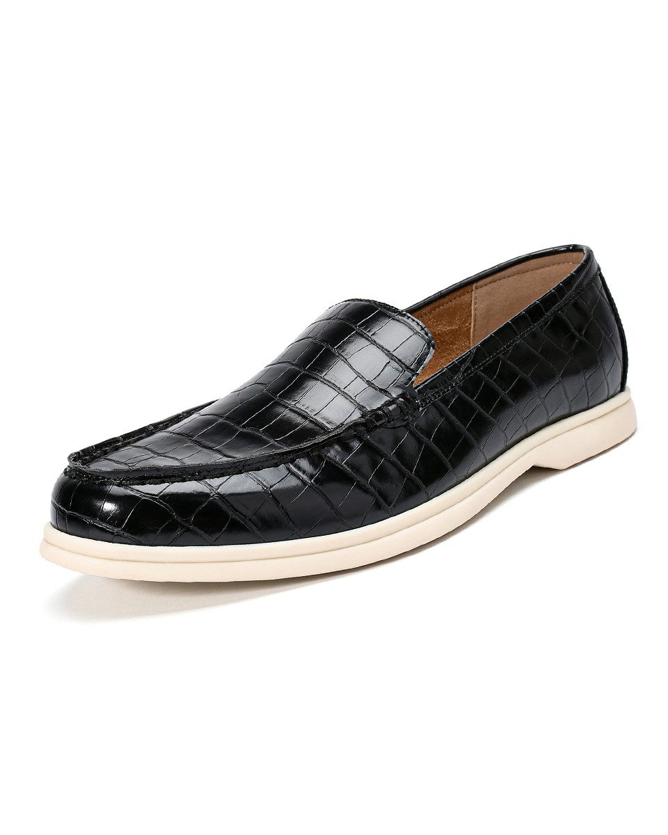 Allthemen Loafer Herren Loafers mit Kroko-Optik Bequeme Slipper für Freizeit & Business