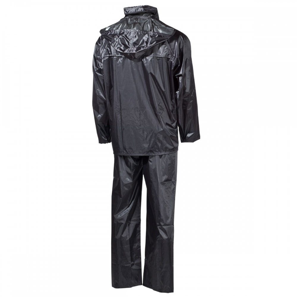 MFH Regenmantel Regenanzug, Polyester, schwarz - XL mit Kapuze
