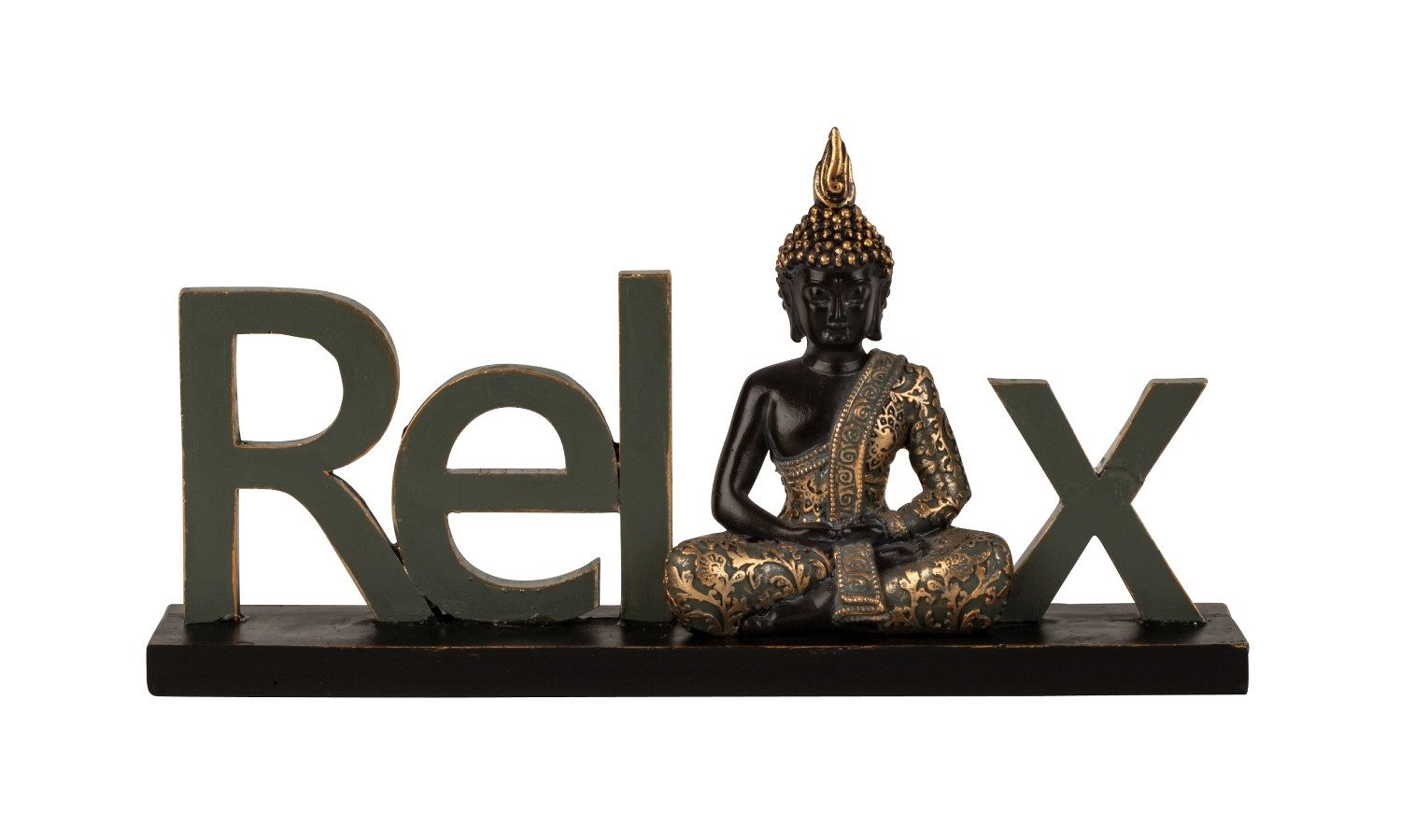 MF Buddhafigur Dekorativer Schriftzug Relax mit Buddha Figur in Schwarz günstig online kaufen
