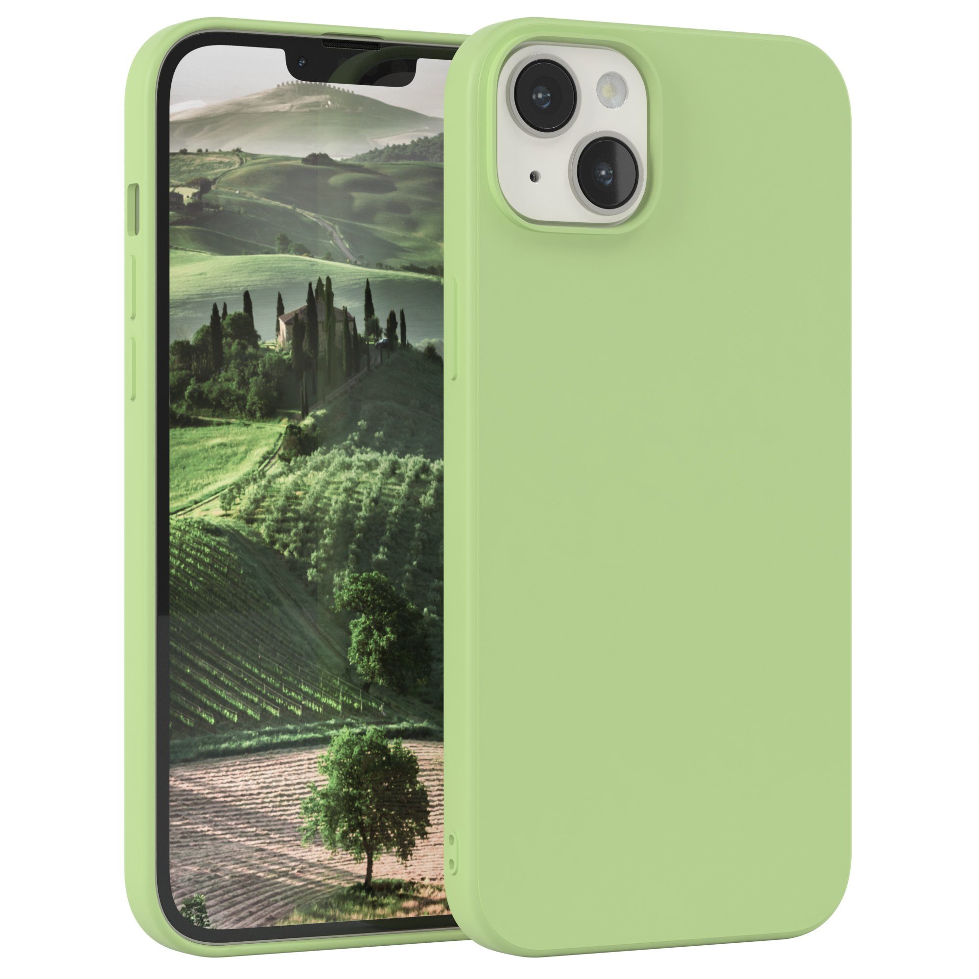 EAZY CASE Handyhülle für Apple iPhone 14 Plus Hülle Silikon 6,7 Zoll, Smart Slimcover Matt Silikon Schutzhülle mit Kameraschutz tpu Grün