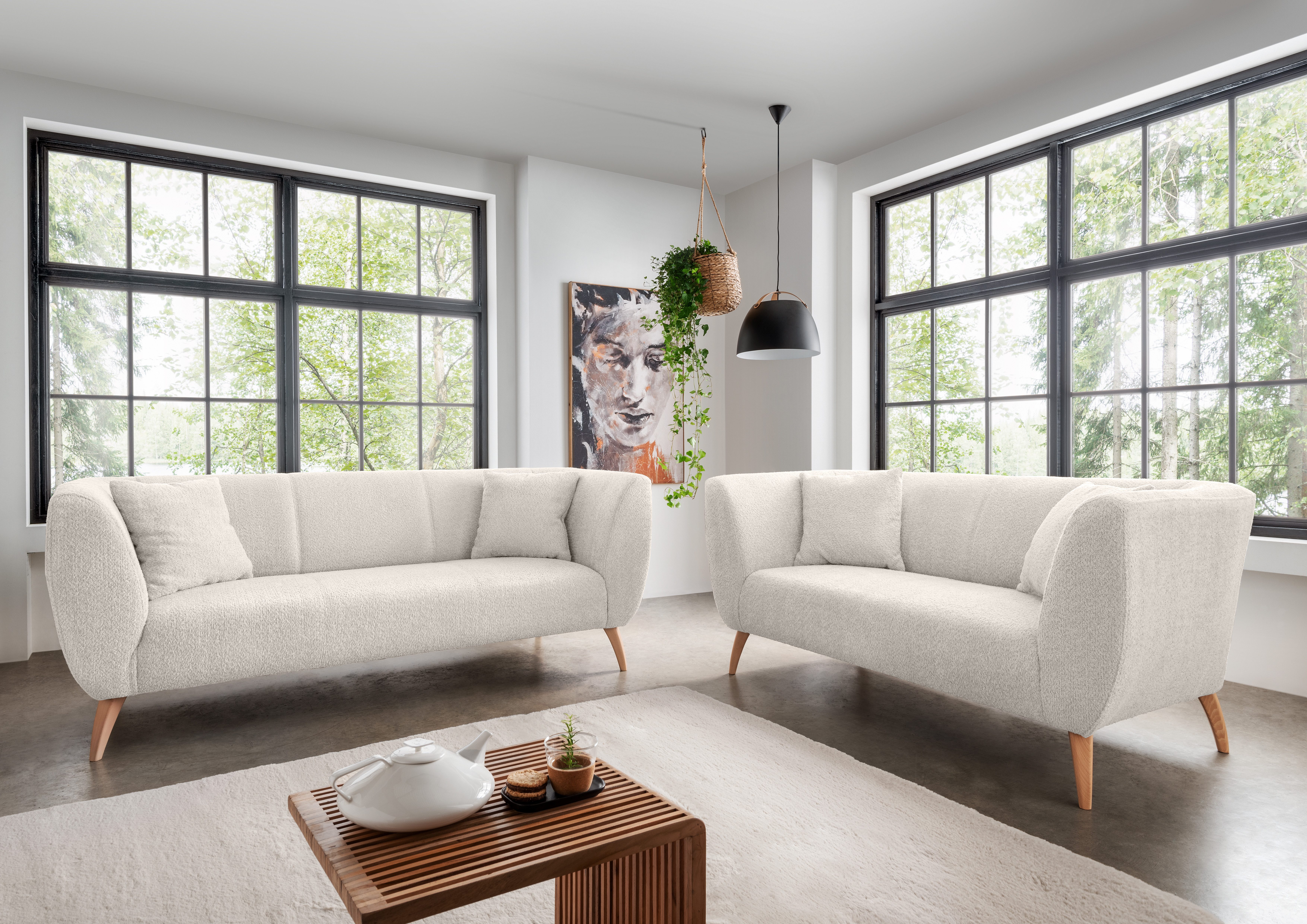 Home affaire Polstergarnitur Colori modern und bequem, schmale Armlehnen, tolle Detailverarbeitung, (Set, 2-tlg., 3-Sitzer und 2-Sitzer), auch als Loveseat erhältlich