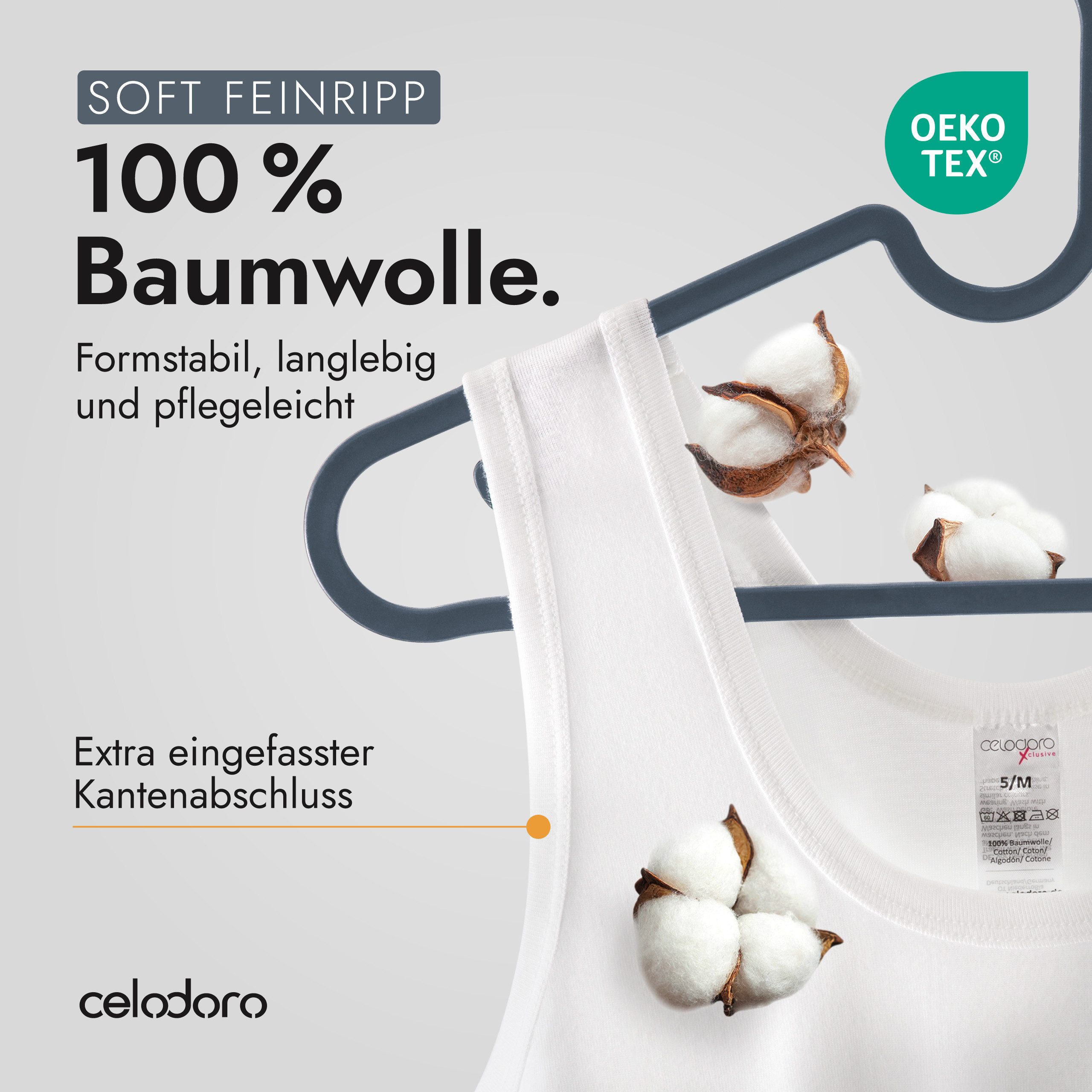 celodoro Unterhemd Herren 5er Pack - Feinripp Tank-Top aus 100% Baumwolle - Achselshirts – Bild 4 von 5